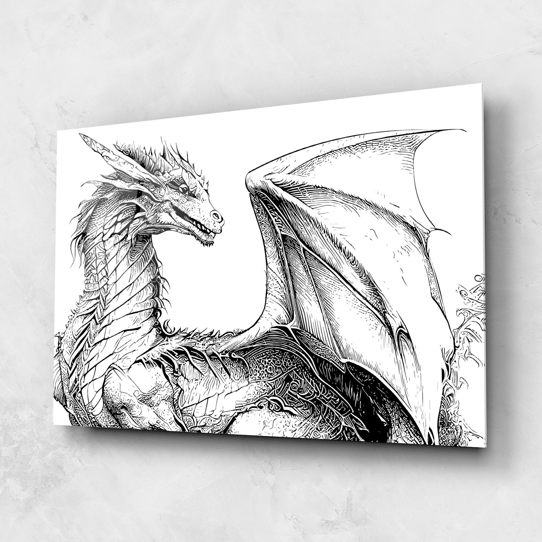 Üvegkép Dragon Sketch mockup 1