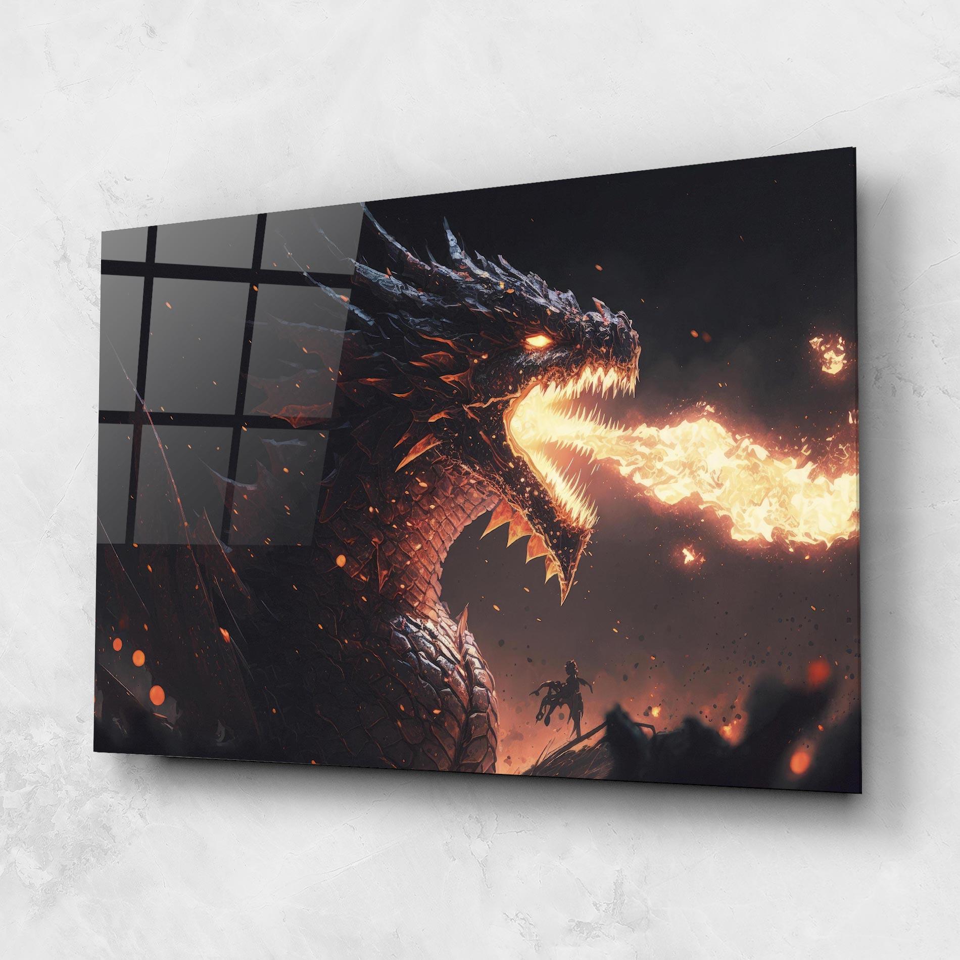 Üvegkép Fire Explosion Dragon mockup 1
