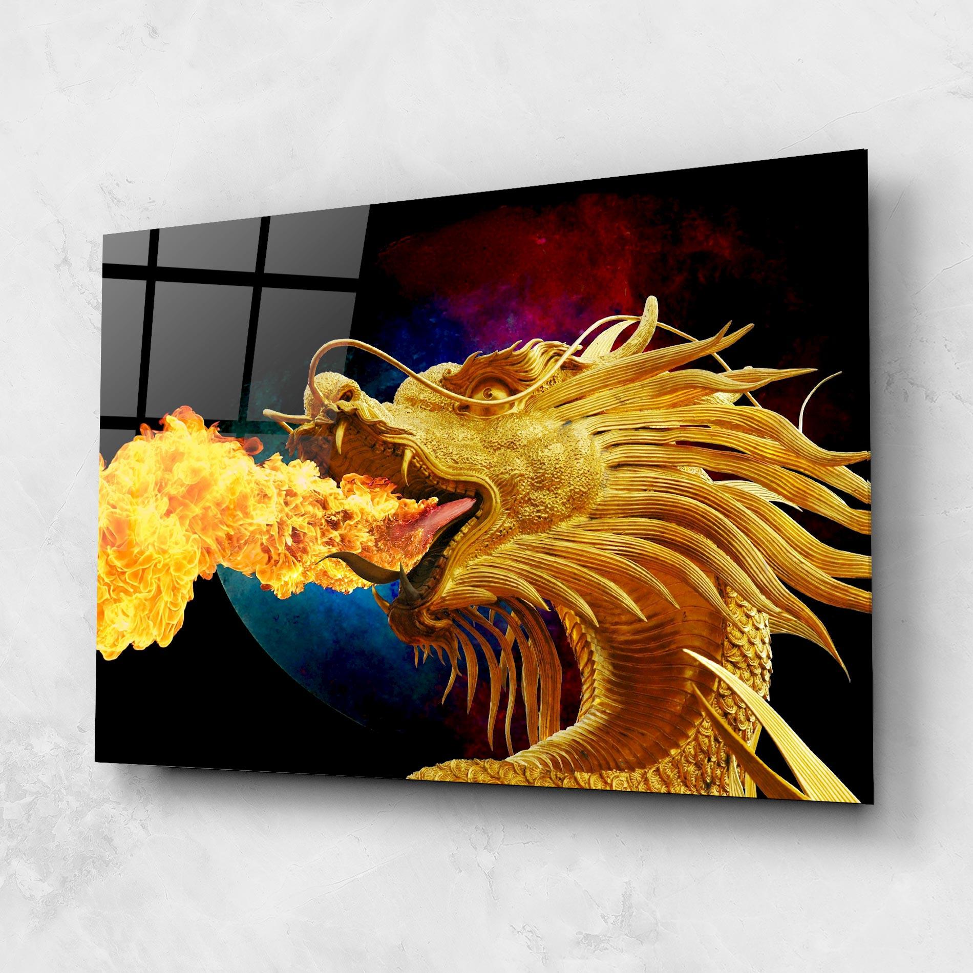 Üvegkép Golden Fire Dragon mockup 1