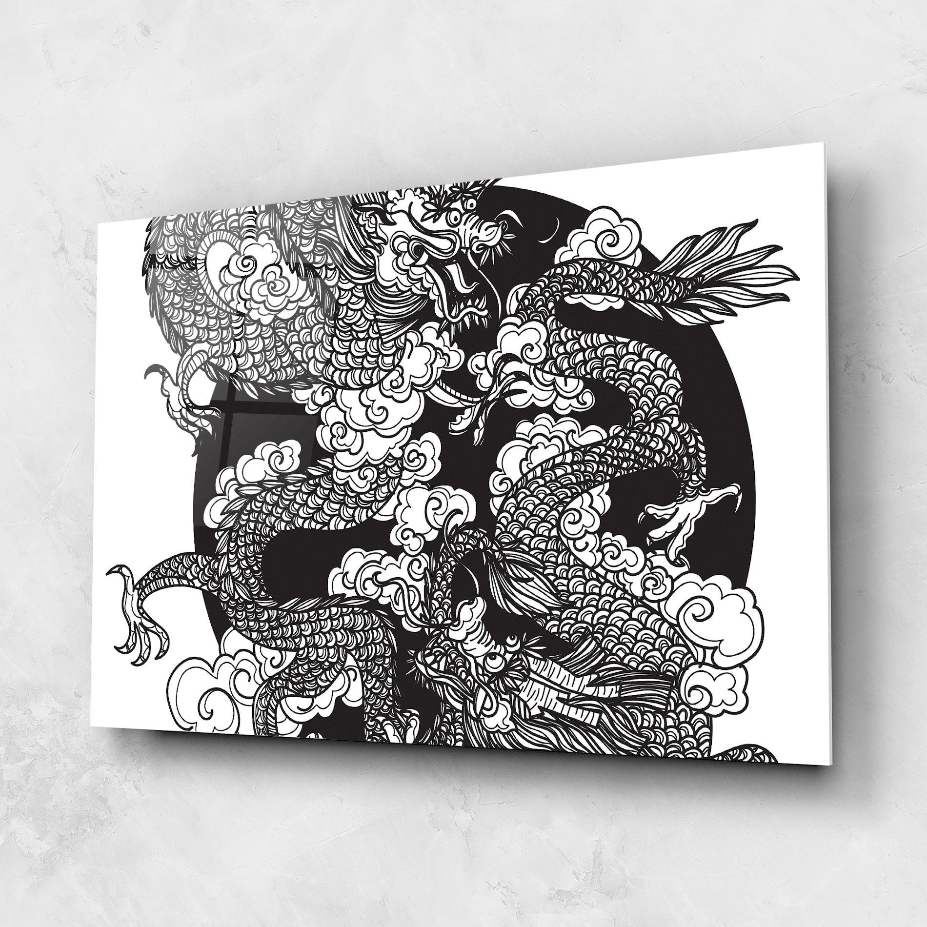 Üvegkép Grey Moon Dragon mockup 1