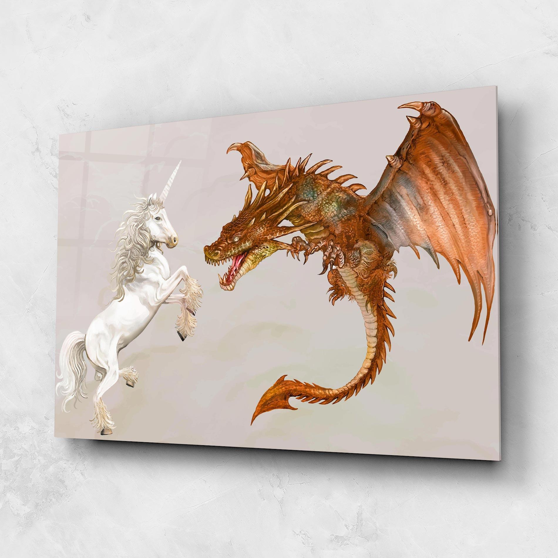 Üvegkép Unicorn And Dragon mockup 1