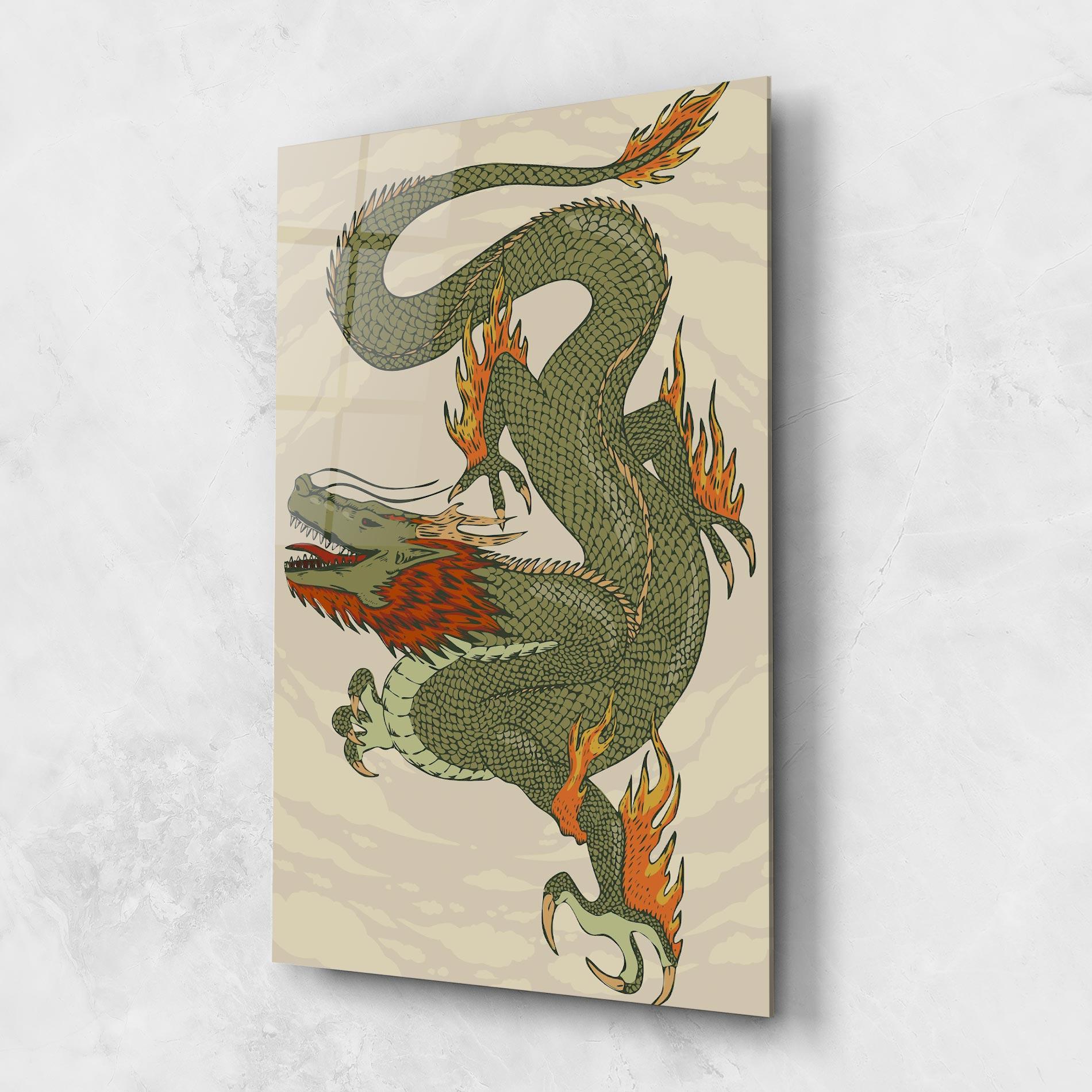 Üvegkép Chinese Dragon Green mockup 1