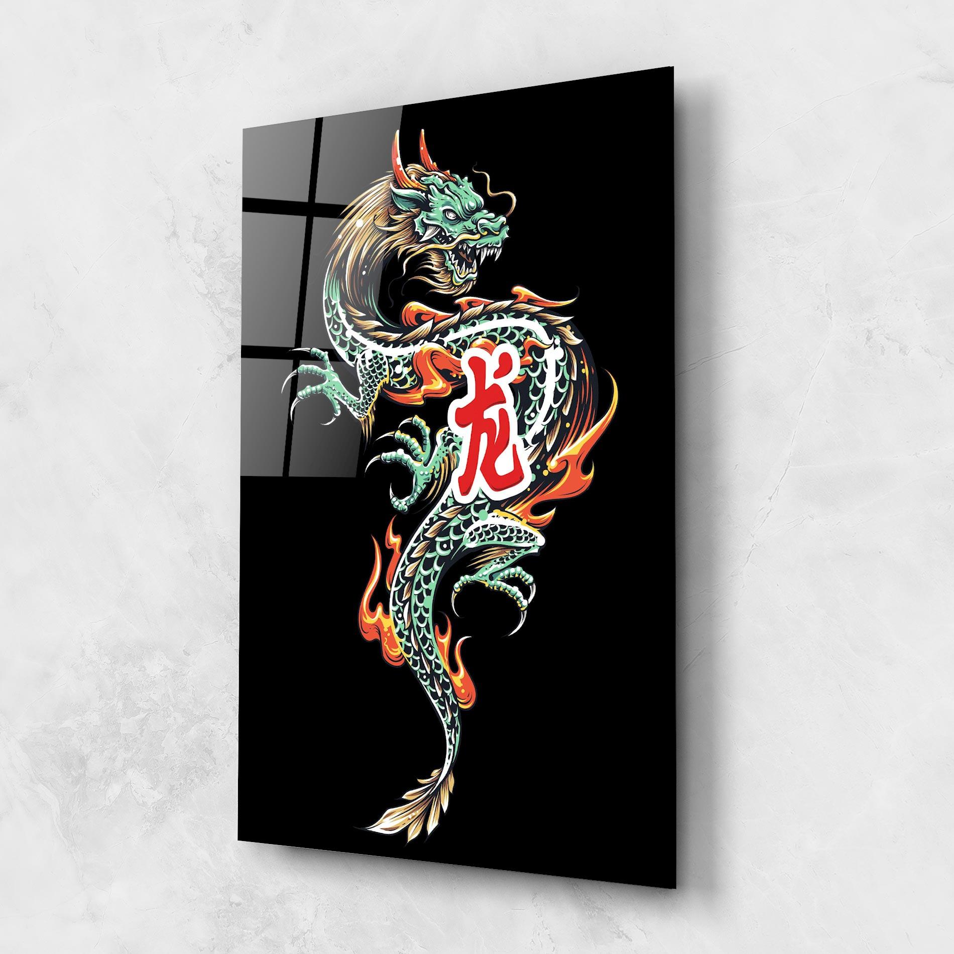 Üvegkép Green Fire Dragon mockup 1