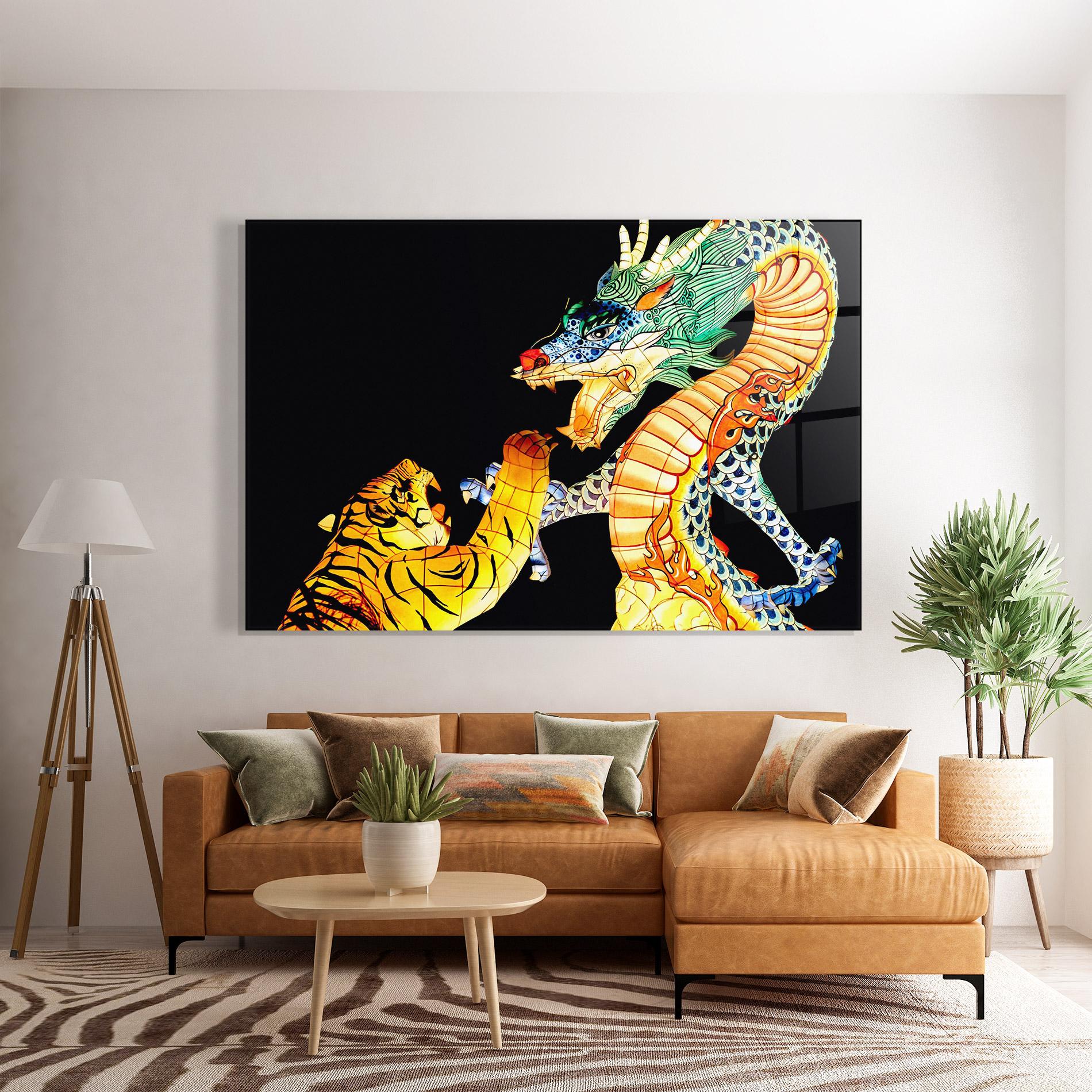 Üvegkép Chinese Dragon And Tiger mockup 7