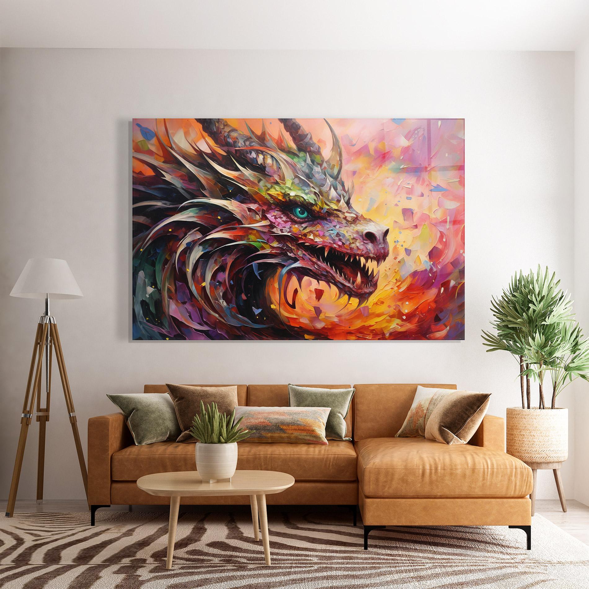Üvegkép Colorful Dragon Painting mockup 7