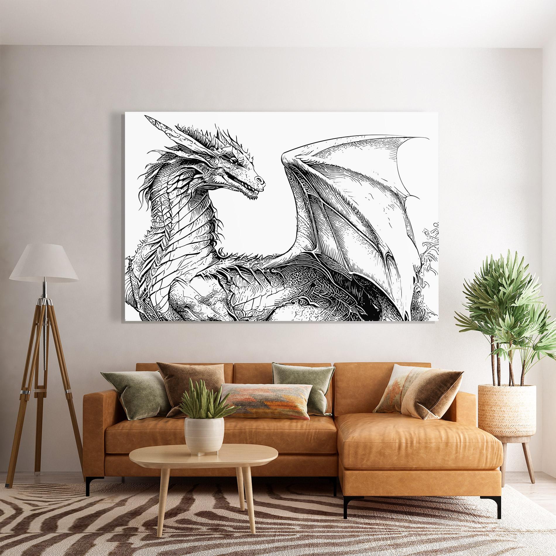 Üvegkép Dragon Sketch mockup 7
