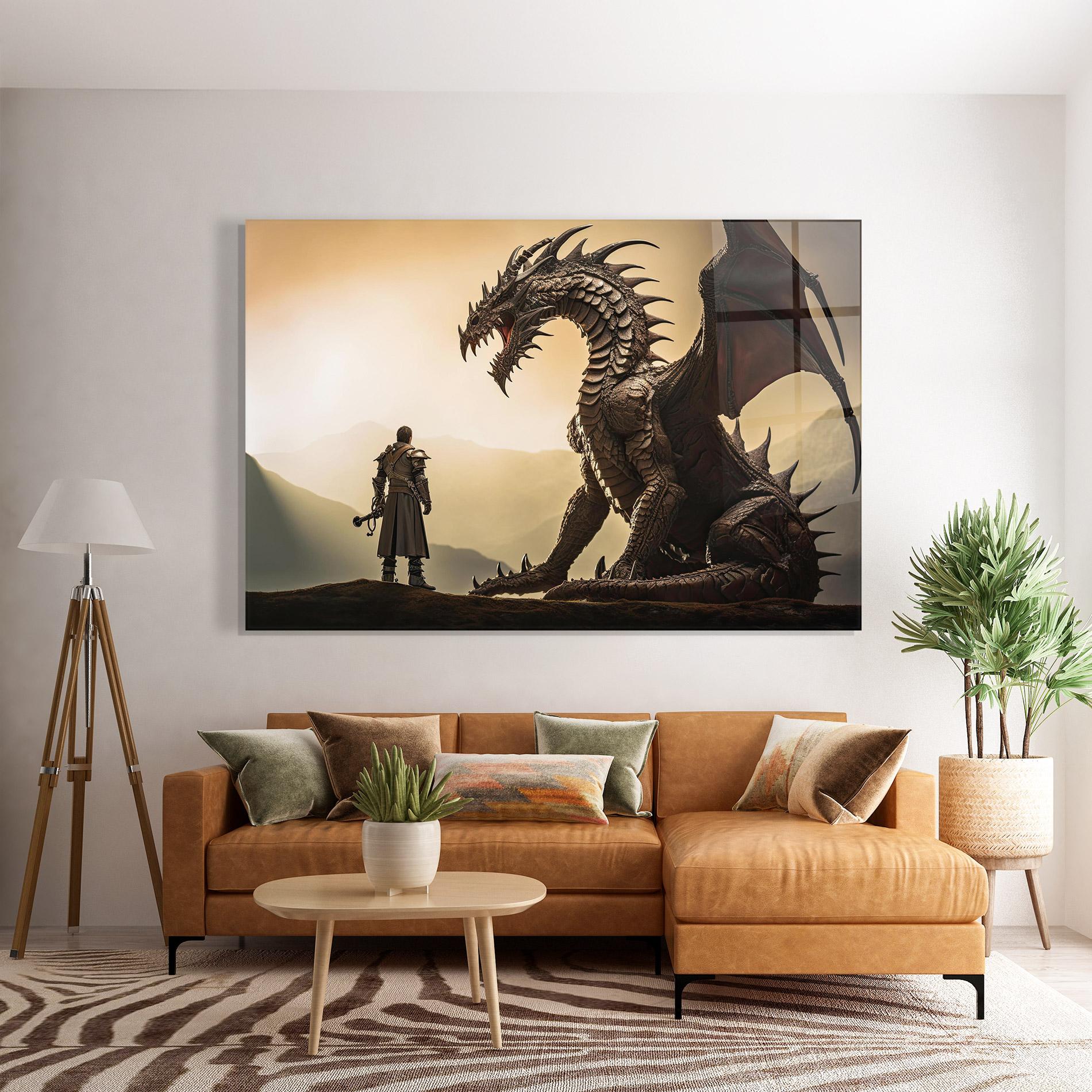 Üvegkép Fantasy Huge Dragon mockup 7