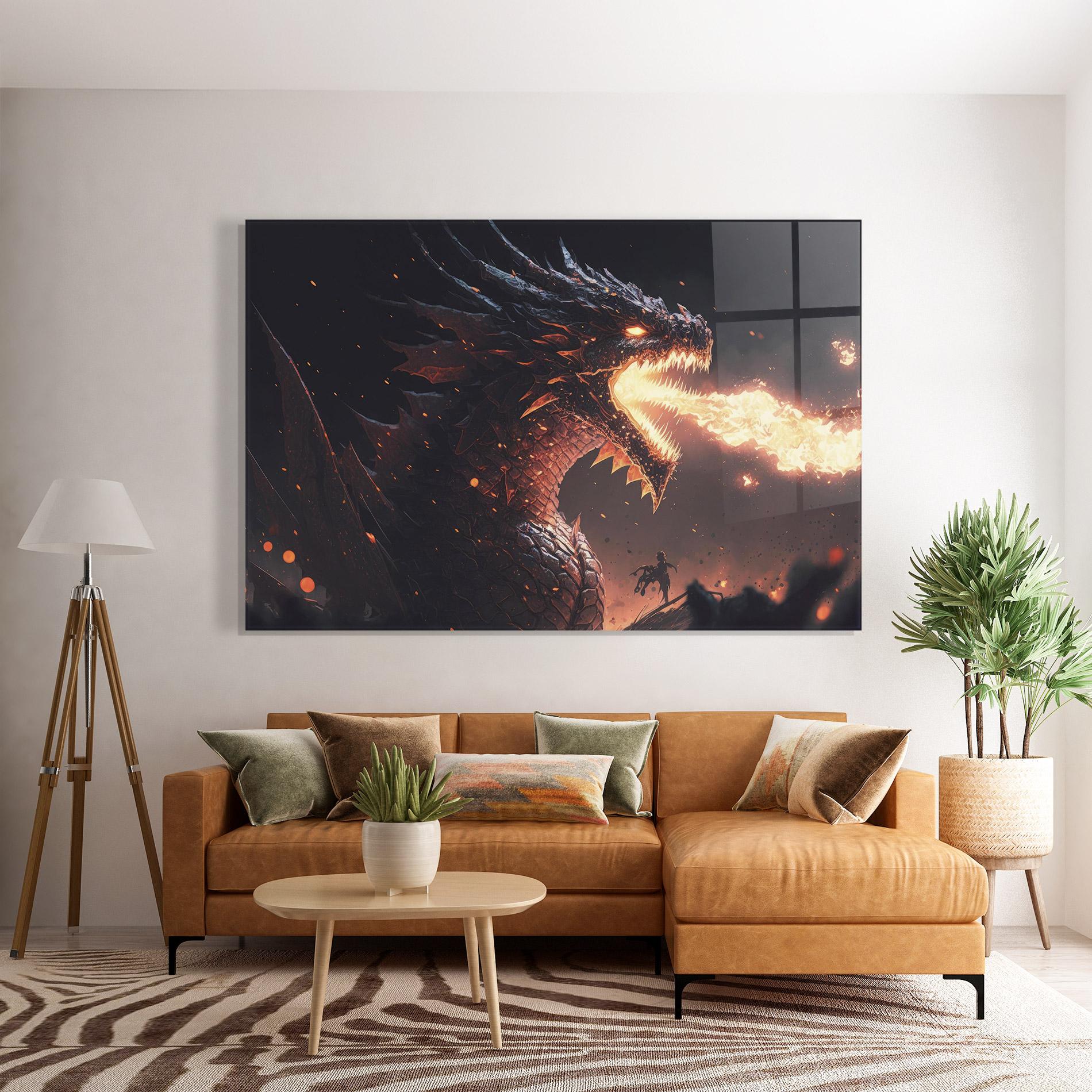 Üvegkép Fire Explosion Dragon mockup 7
