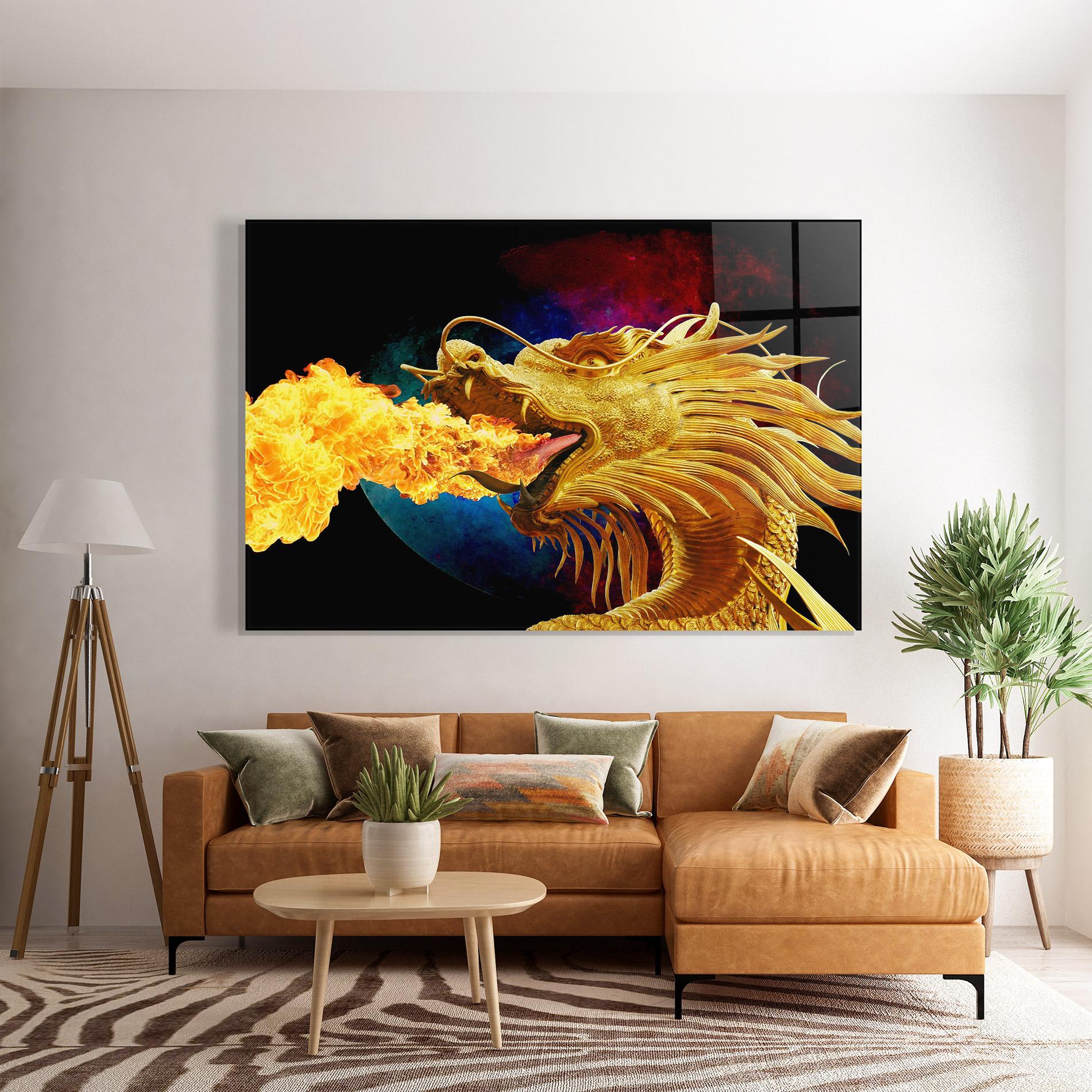 Üvegkép Golden Fire Dragon mockup 7