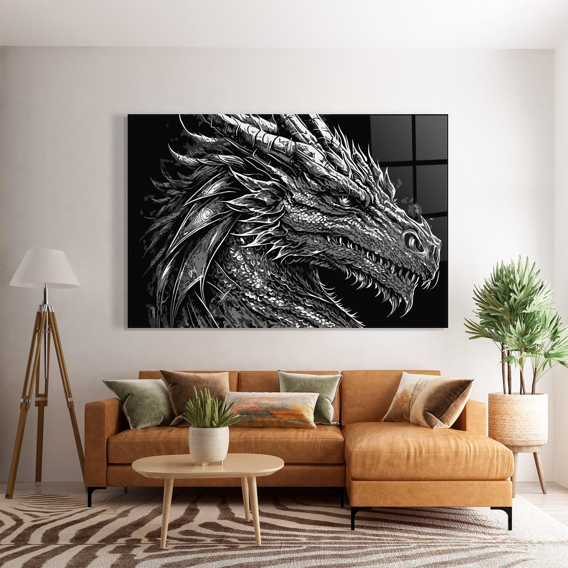 Üvegkép Grey White Dragon mockup 7