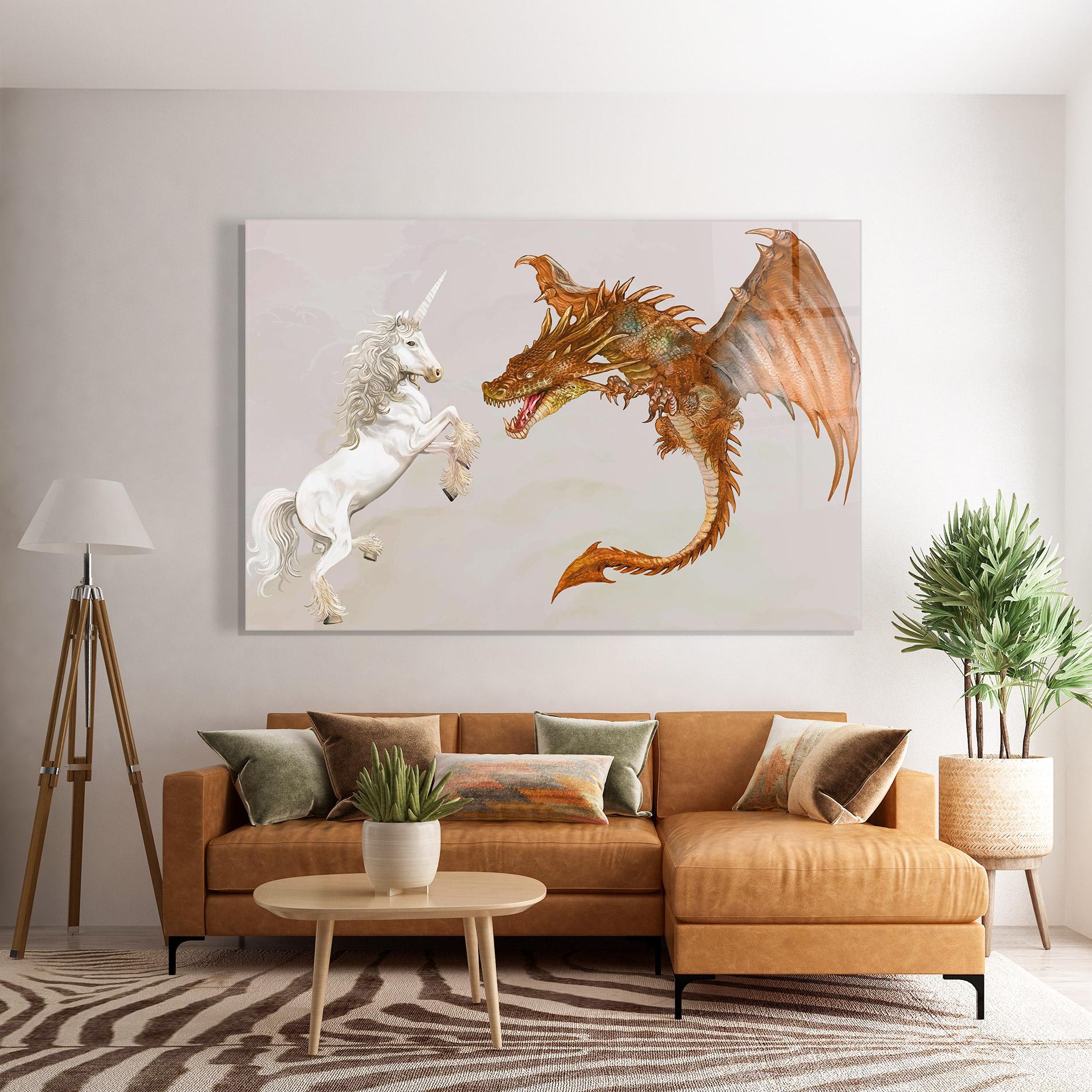 Üvegkép Unicorn And Dragon mockup 7