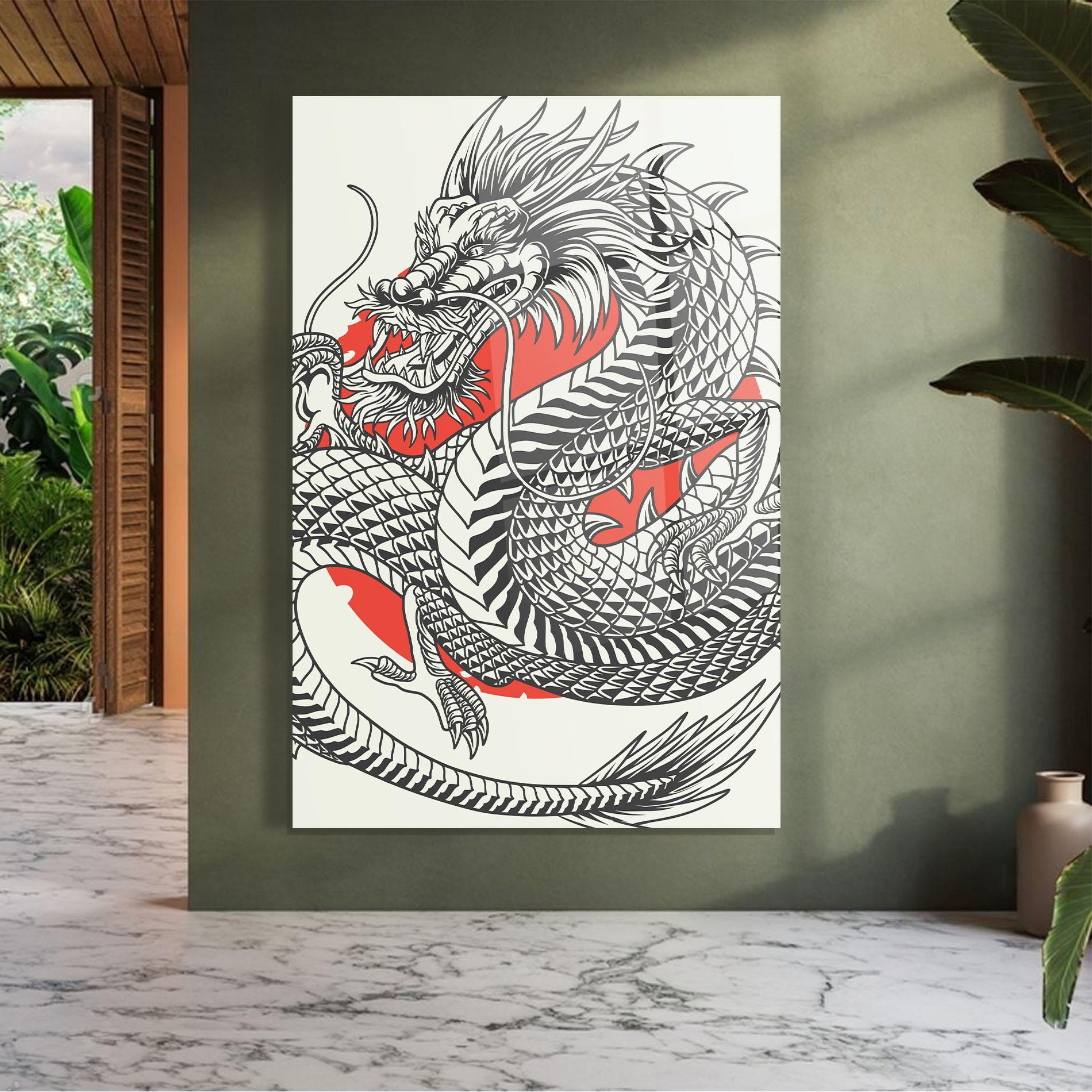 Üvegkép Cream Grey Dragon mockup 7