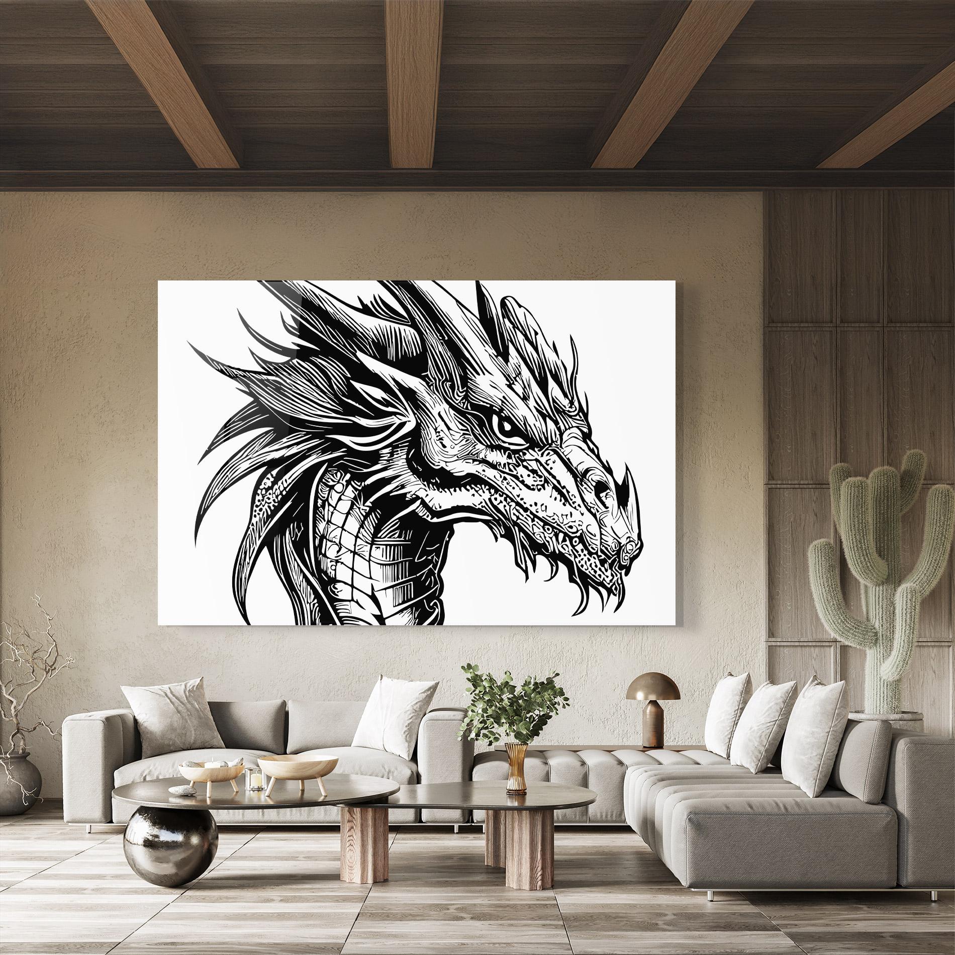 Üvegkép Black Line Dragon mockup 8