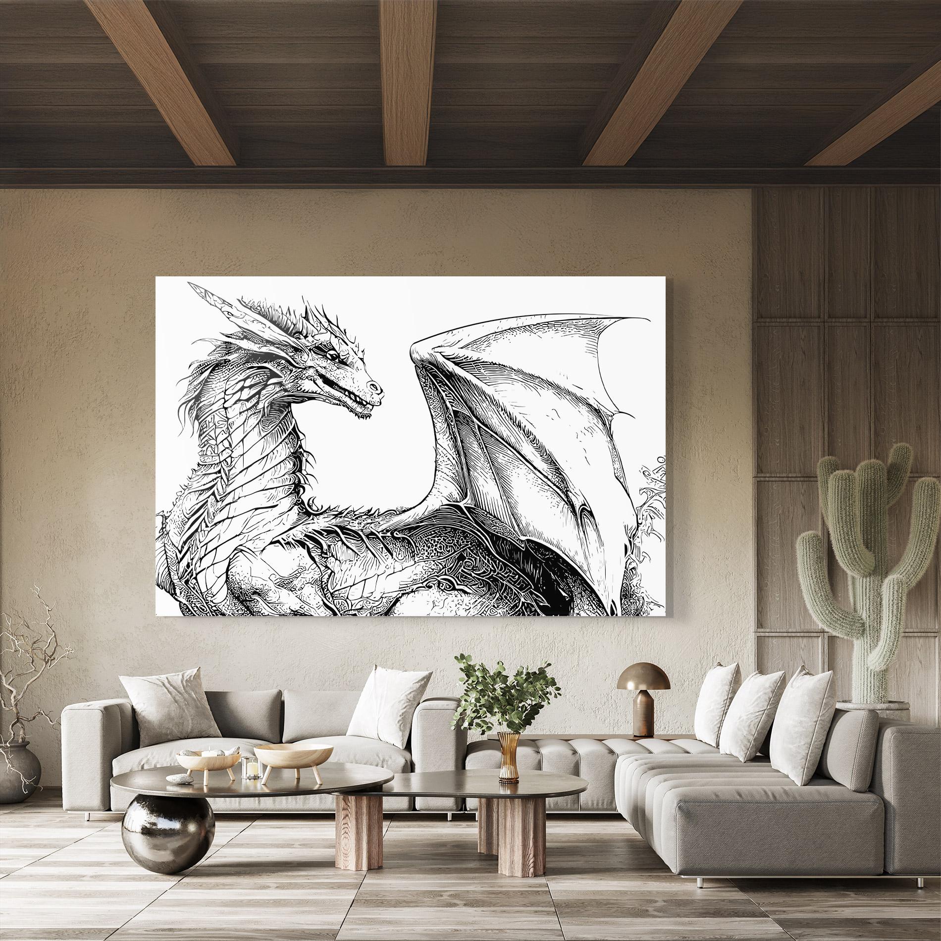 Üvegkép Dragon Sketch mockup 8