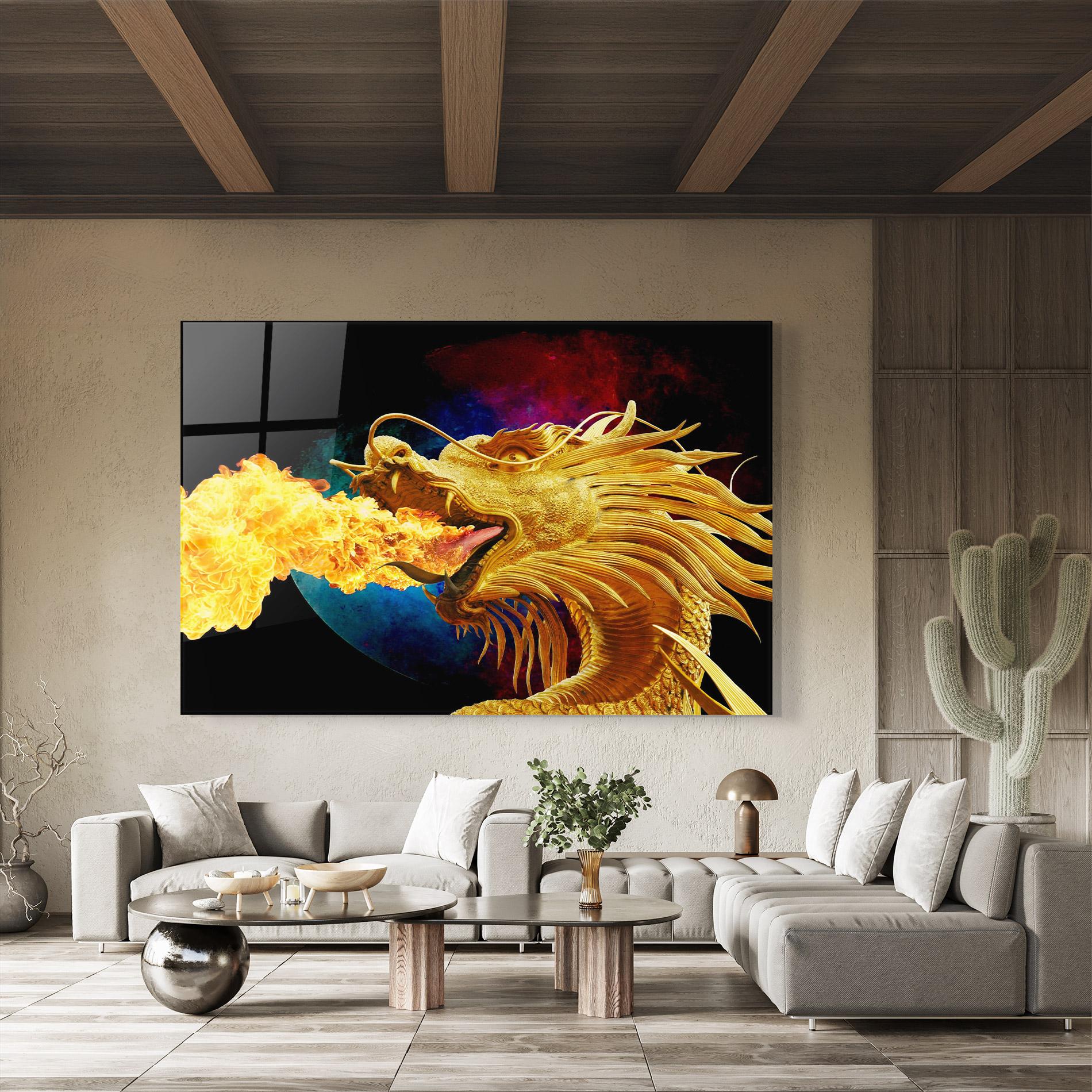 Üvegkép Golden Fire Dragon mockup 8