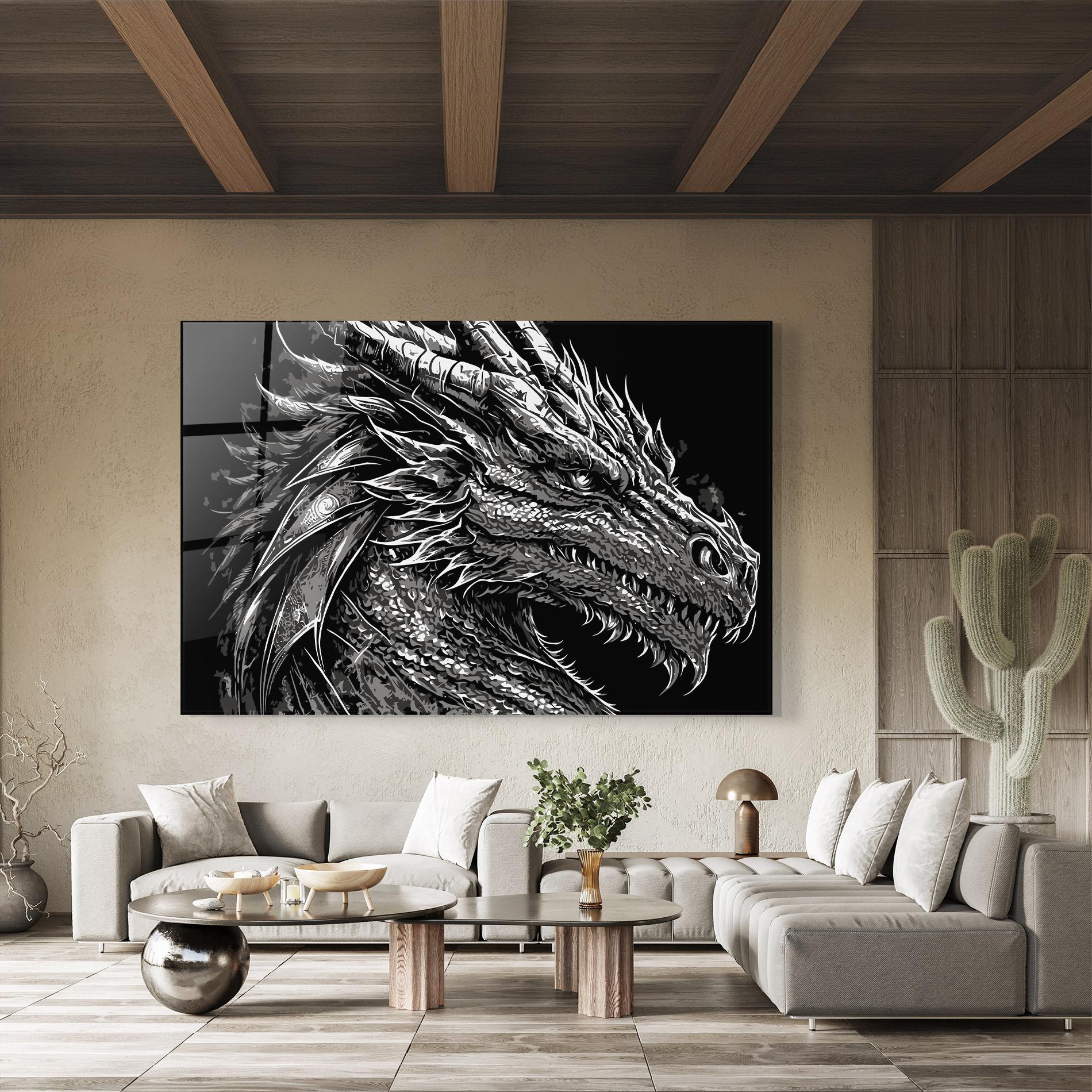 Üvegkép Grey White Dragon mockup 8