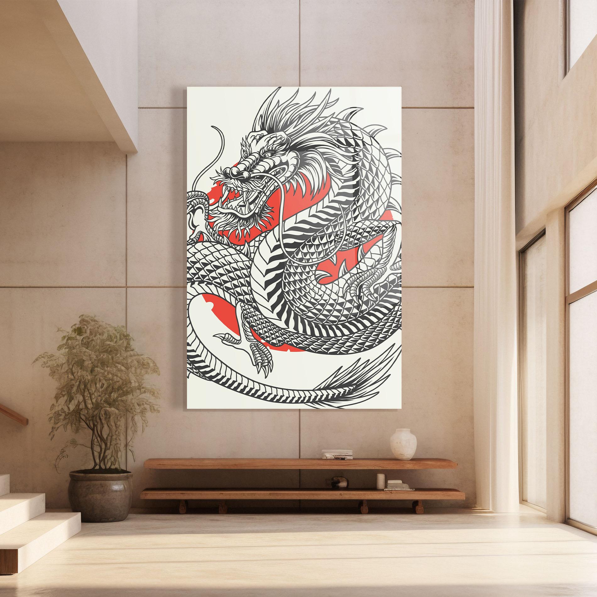 Üvegkép Cream Grey Dragon mockup 8