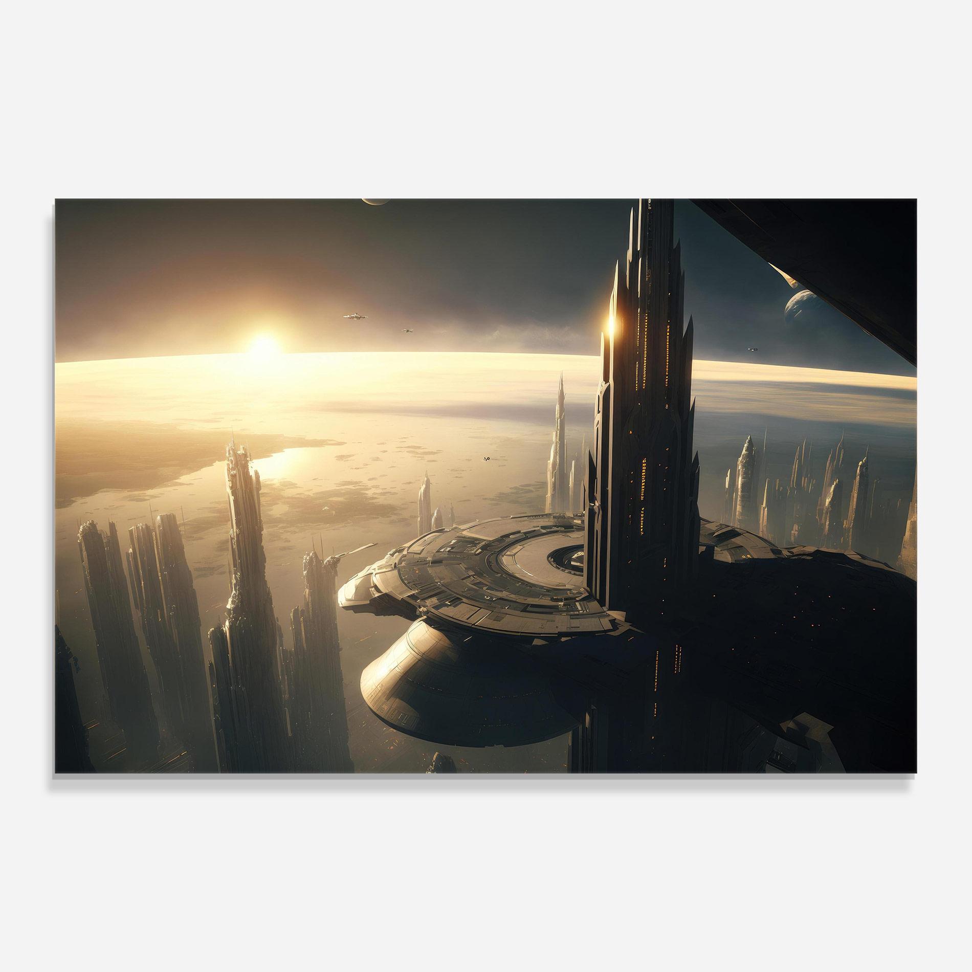 Üvegkép Fantasy Futuristic Cityscape mockup 0