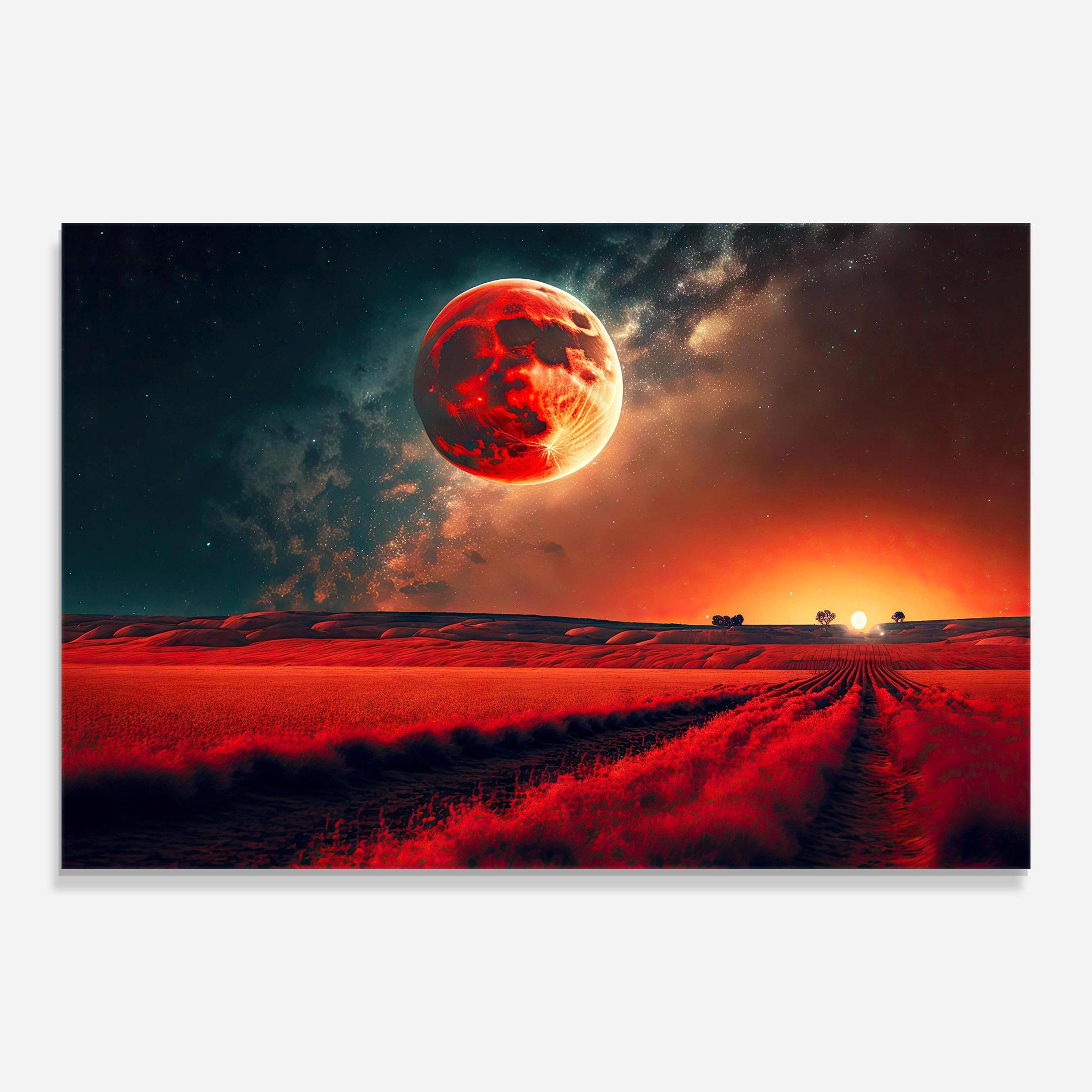 Üvegkép Huge Red Moon mockup 0