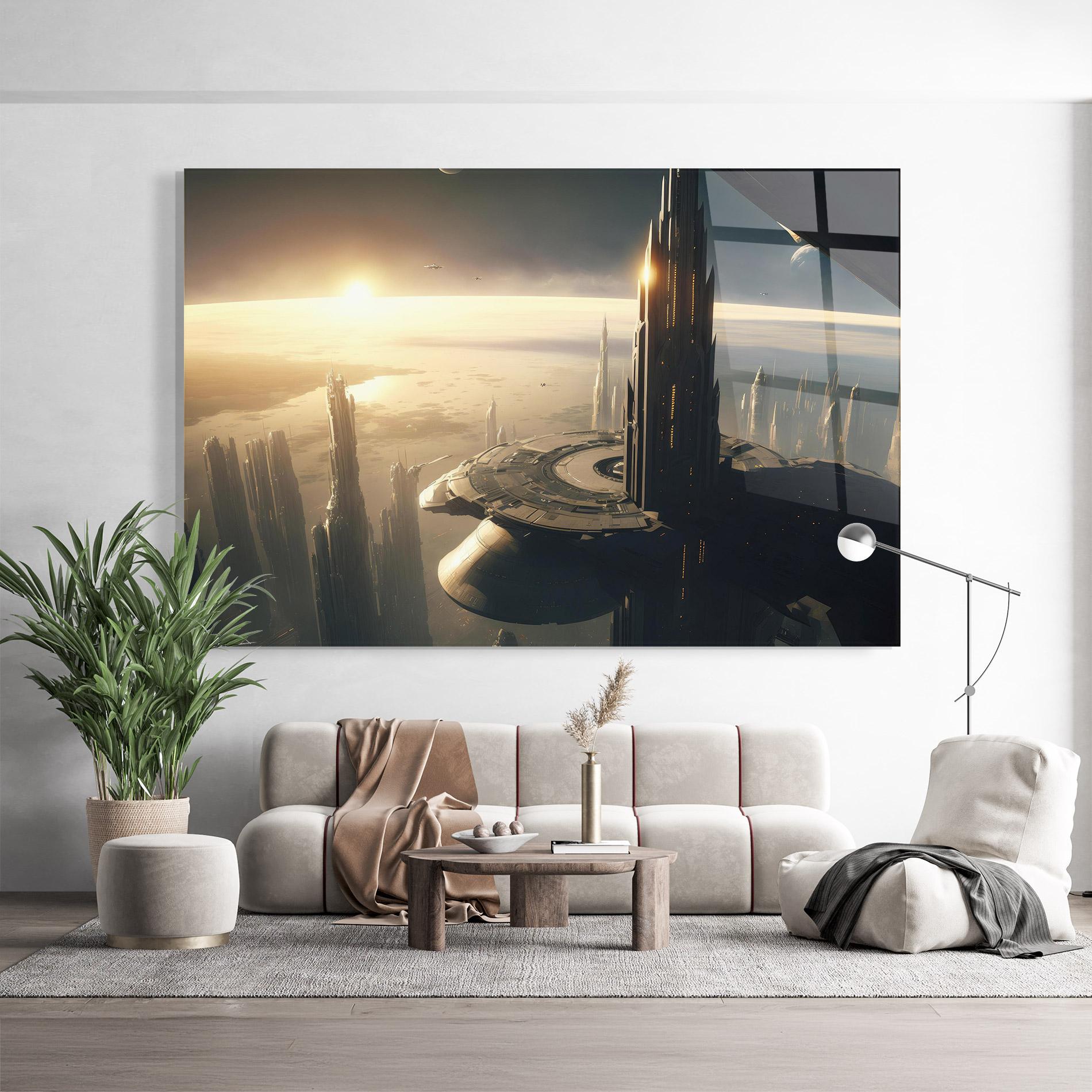 Üvegkép Fantasy Futuristic Cityscape mockup 9