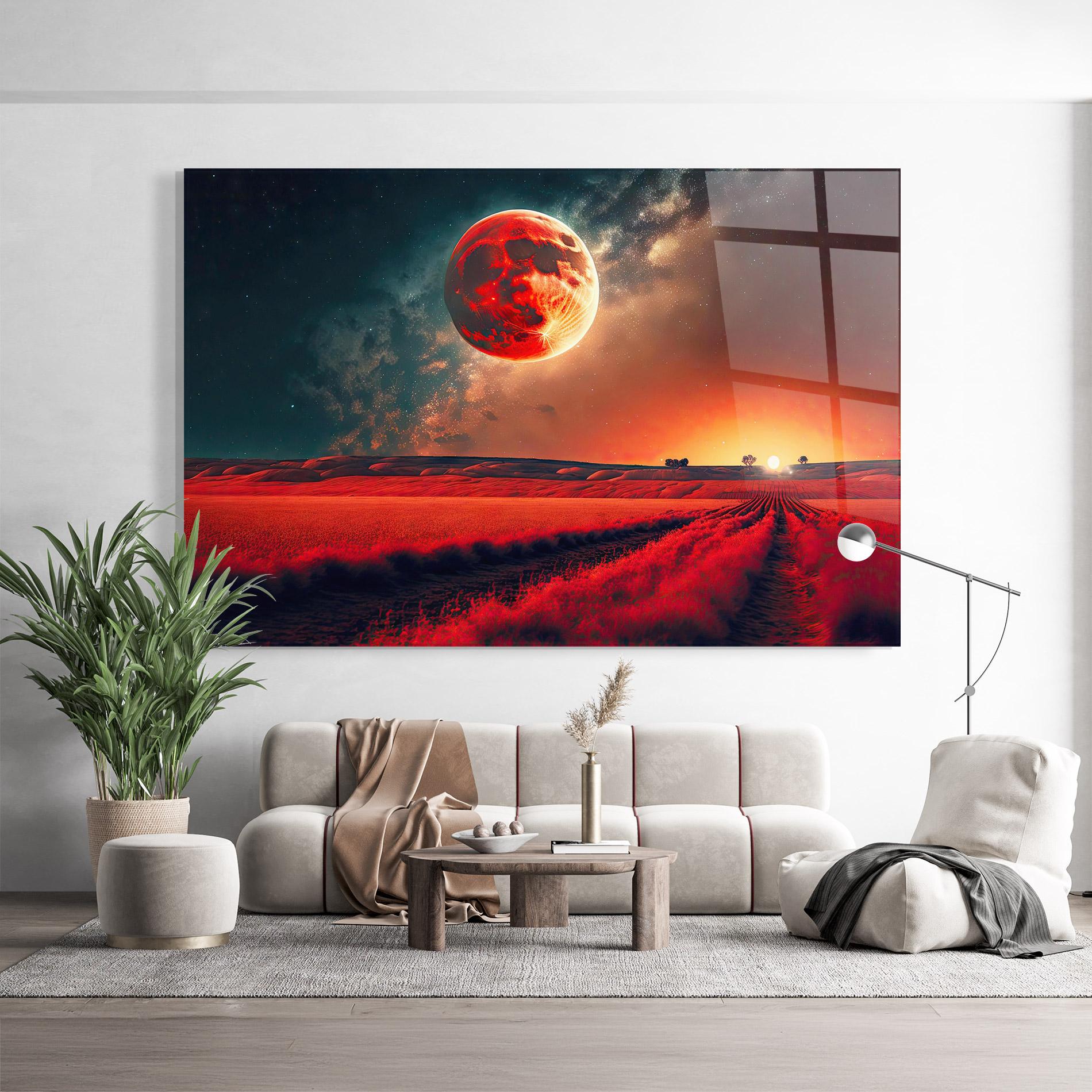 Üvegkép Huge Red Moon mockup 9