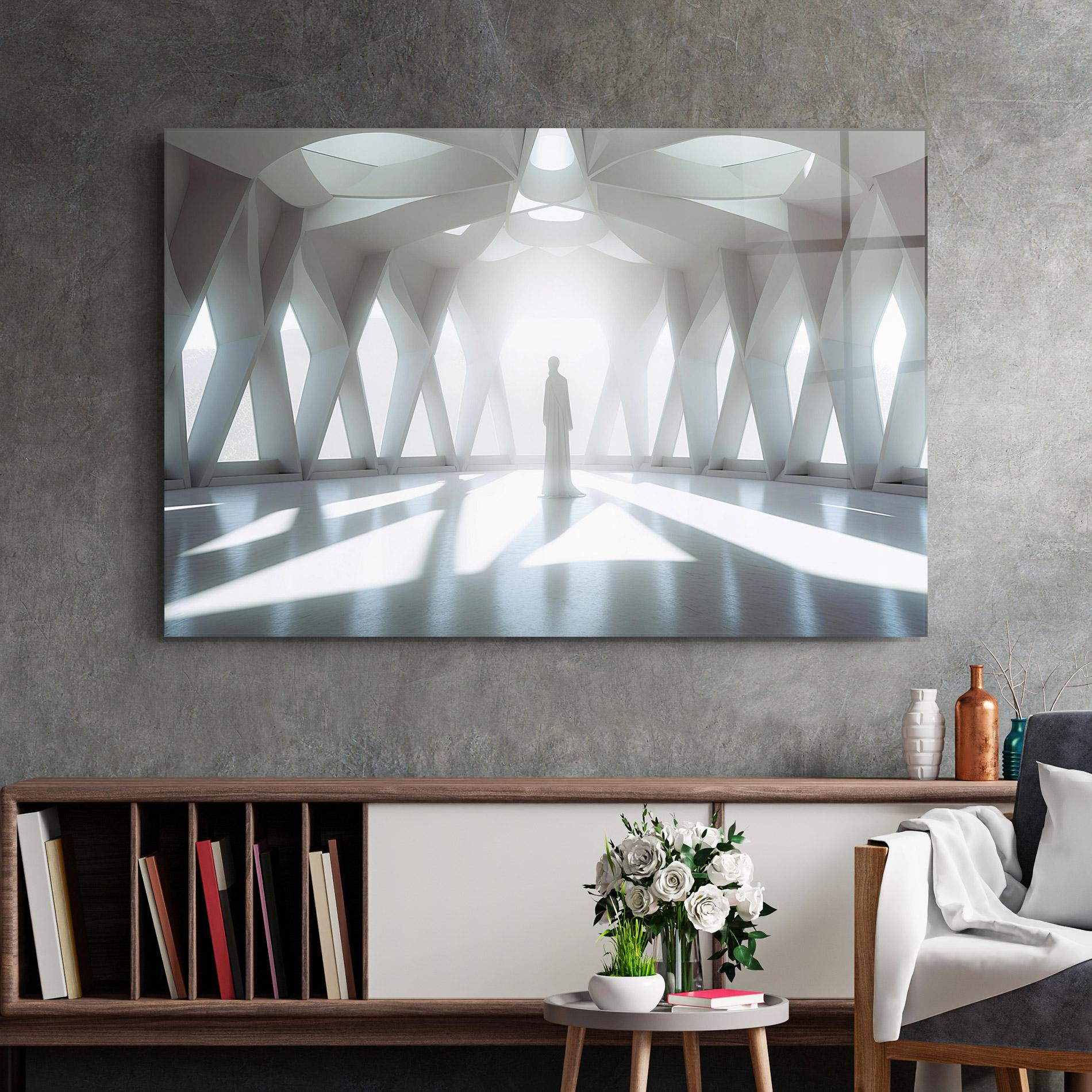 Üvegkép Bright Room Statue mockup 2