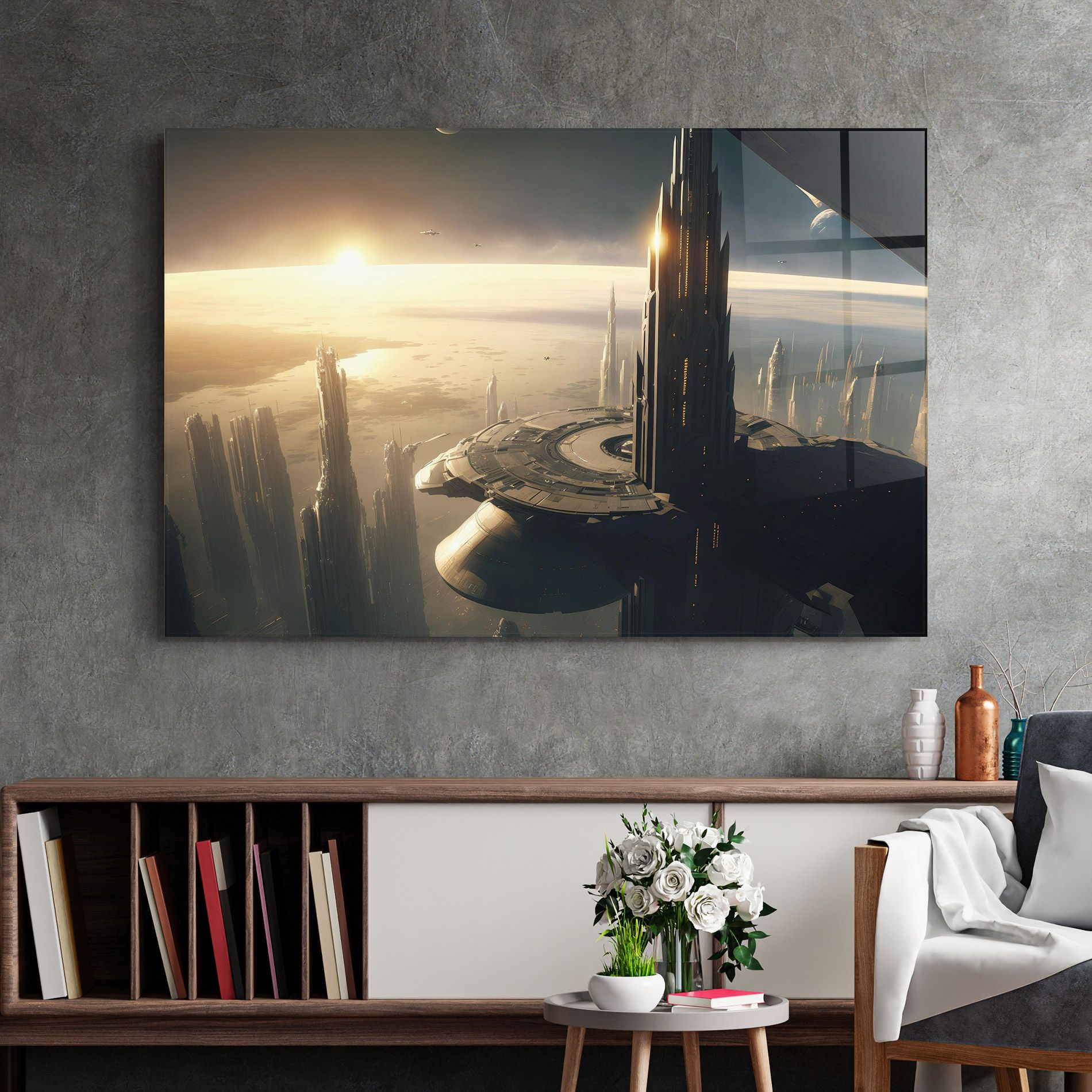 Fantasy Futuristic Cityscape mockup 2