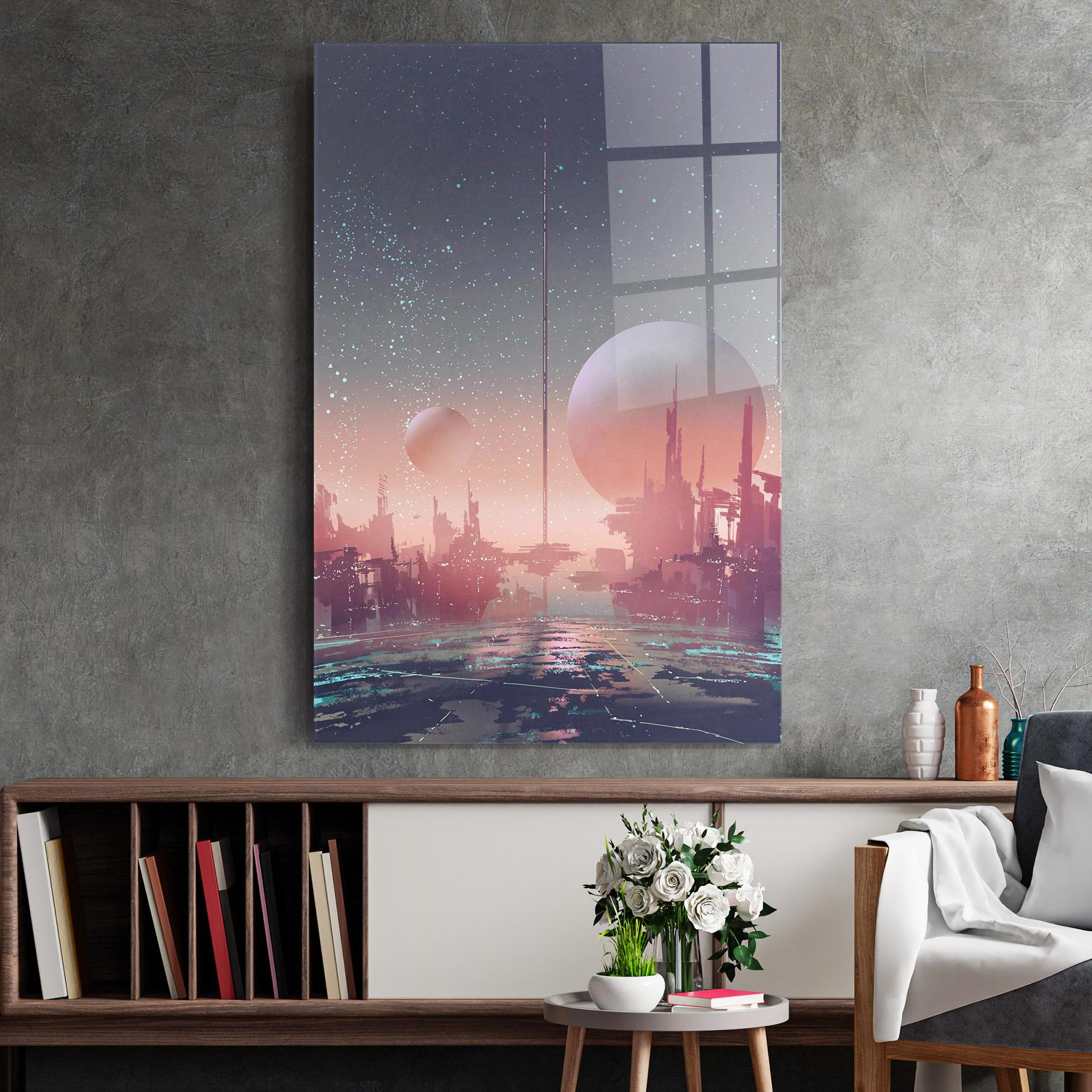 Üvegkép Futuristic Alien Buildings mockup 2