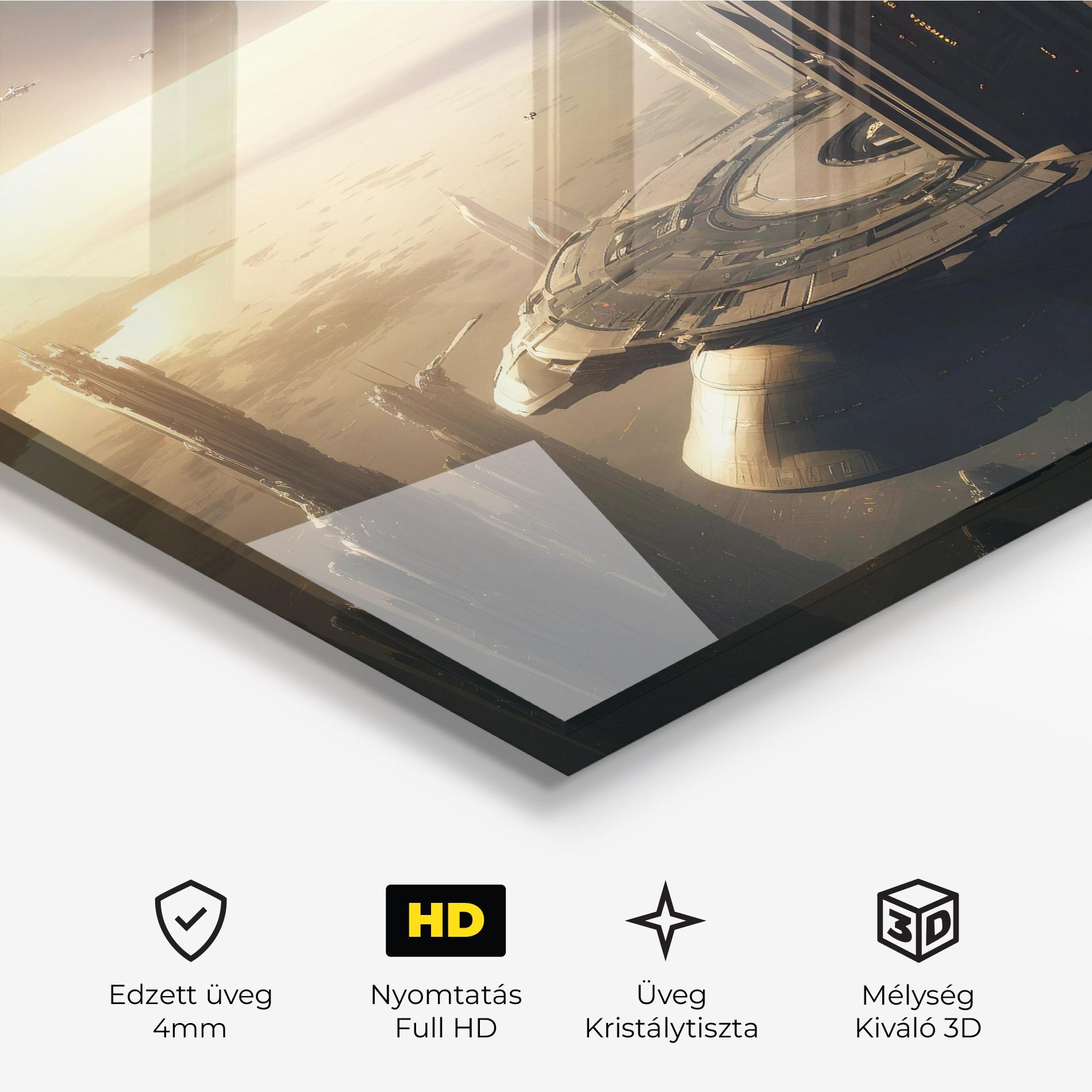 Üvegkép Fantasy Futuristic Cityscape mockup 3