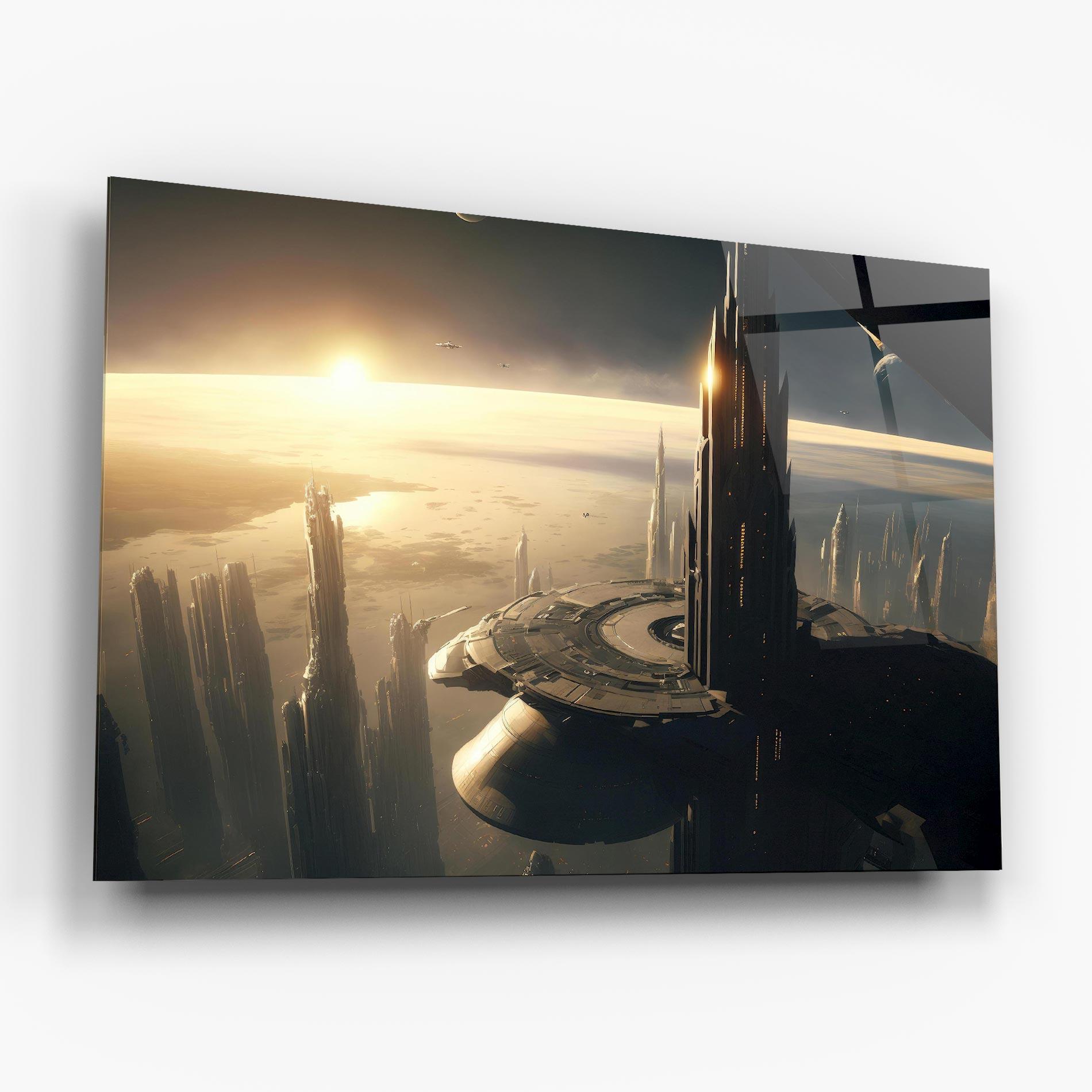 Üvegkép Fantasy Futuristic Cityscape mockup 6