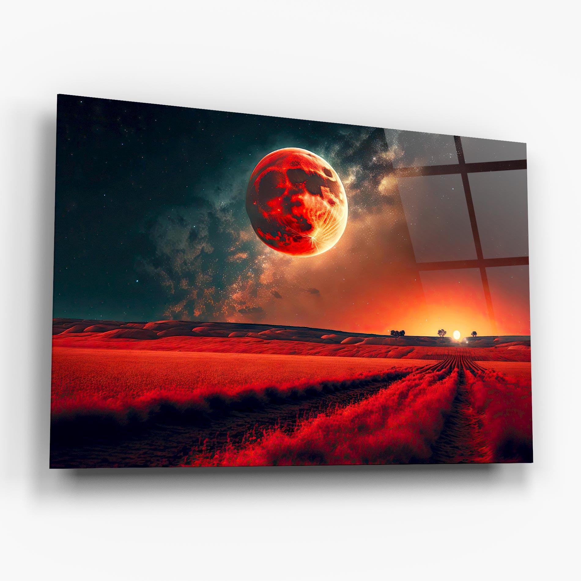 Üvegkép Huge Red Moon mockup 6