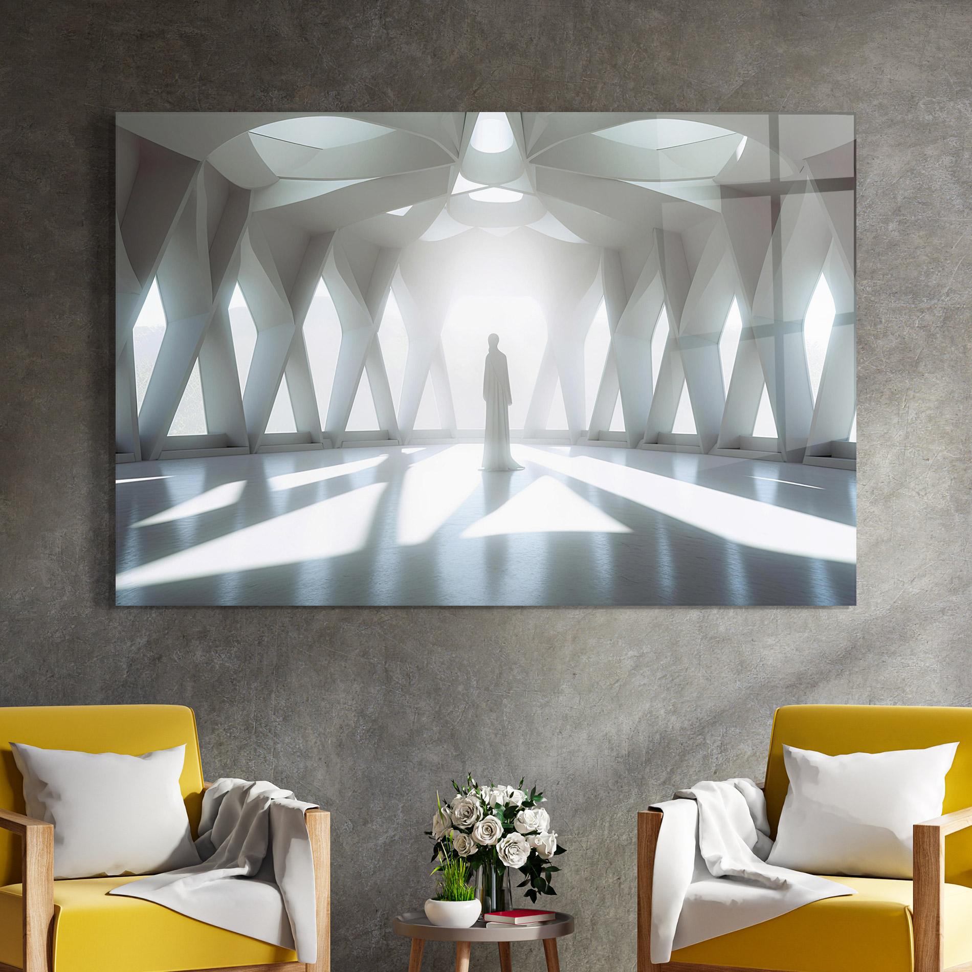 Üvegkép Bright Room Statue mockup 4