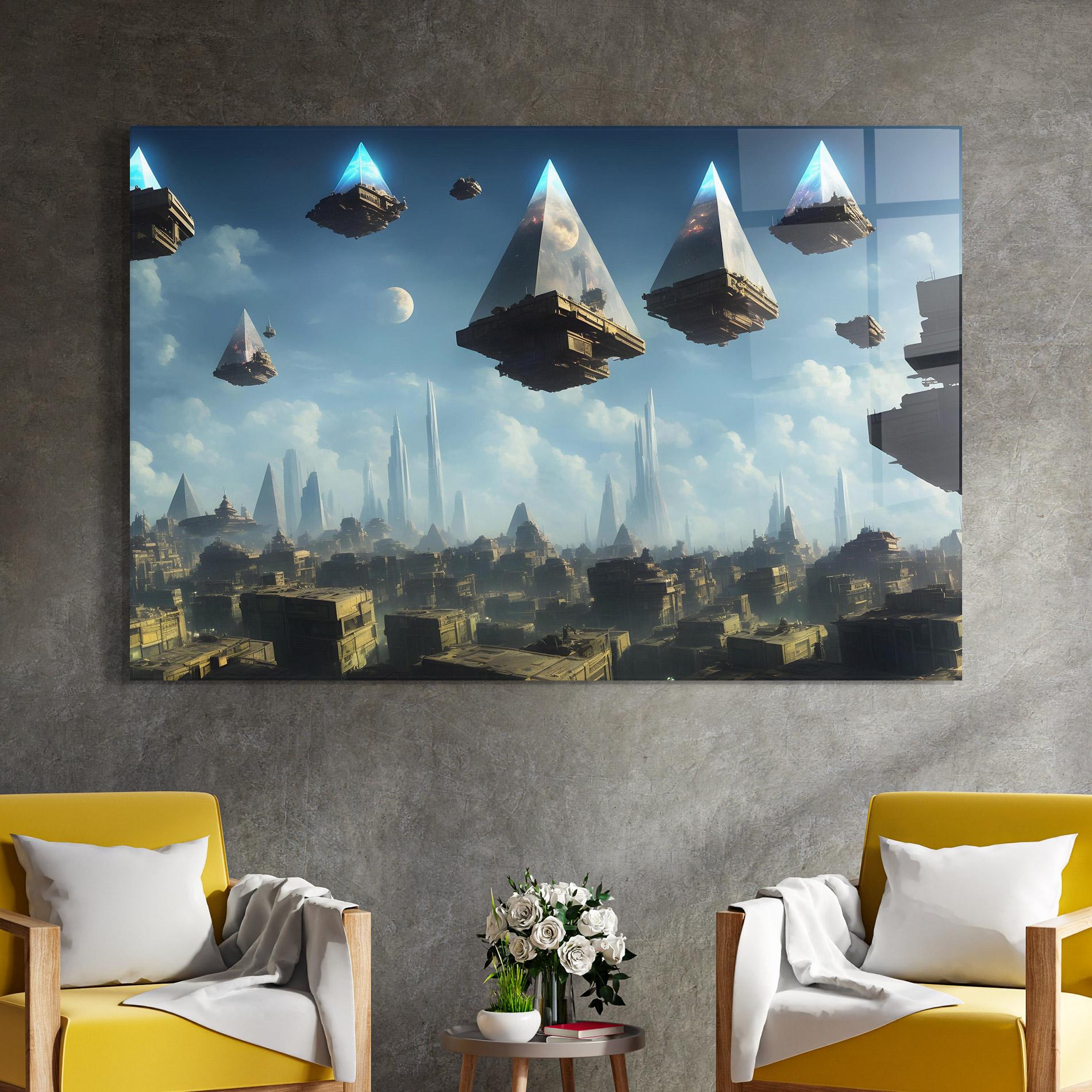 Üvegkép Flying Piramids mockup 4