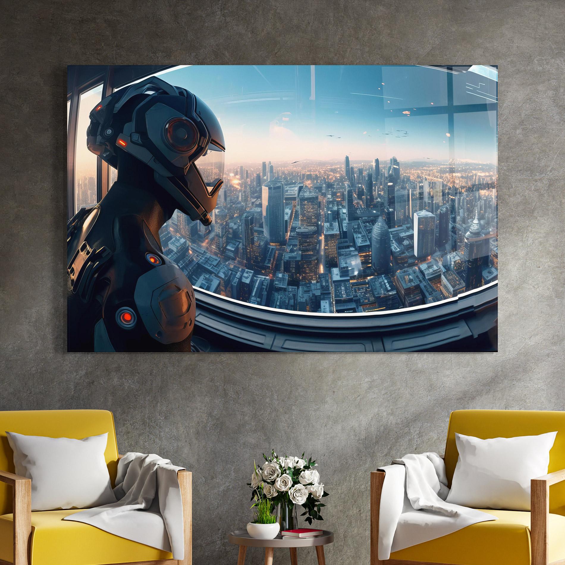 Üvegkép Futuristic Robot mockup 4