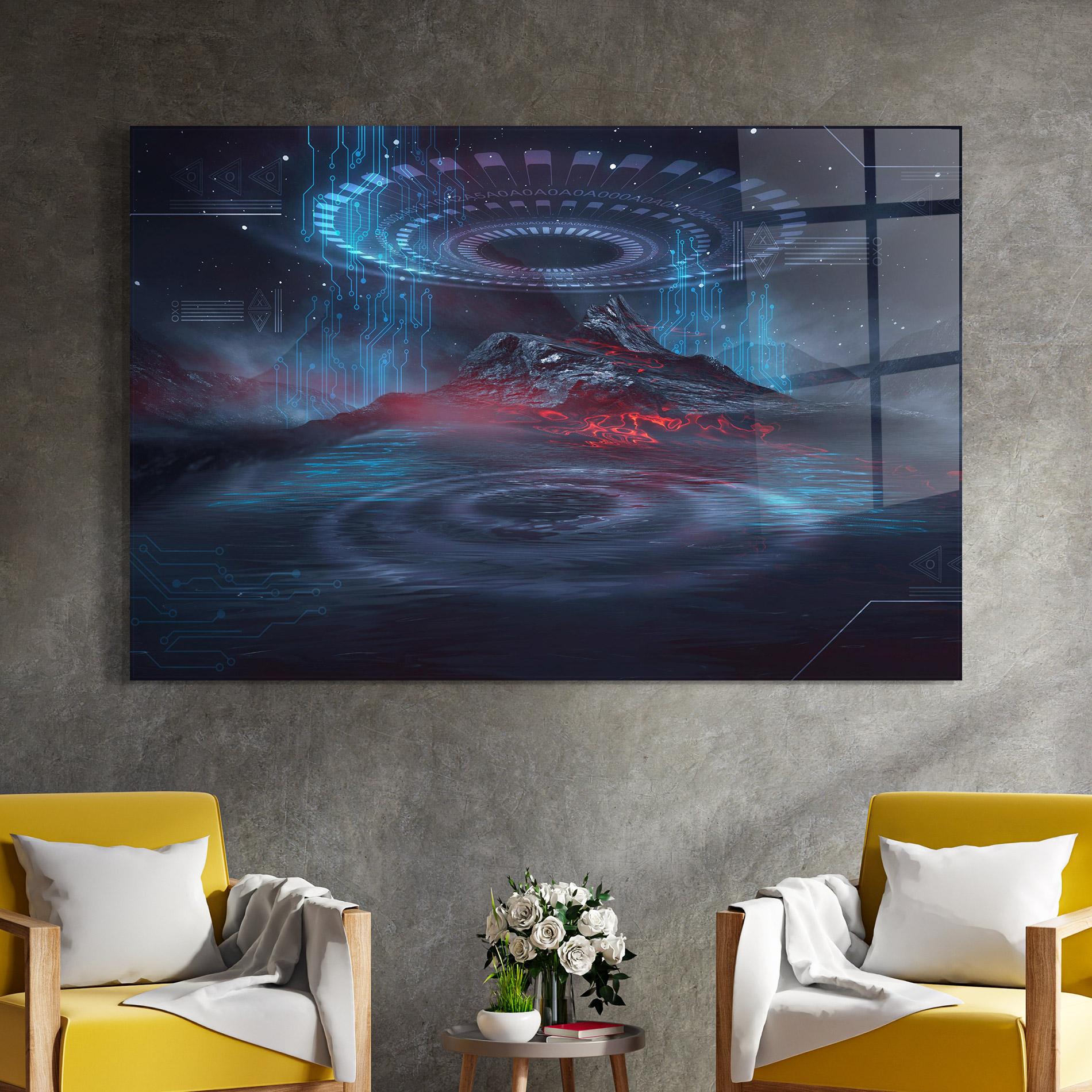 Üvegkép Neon Space Galaxy mockup 4