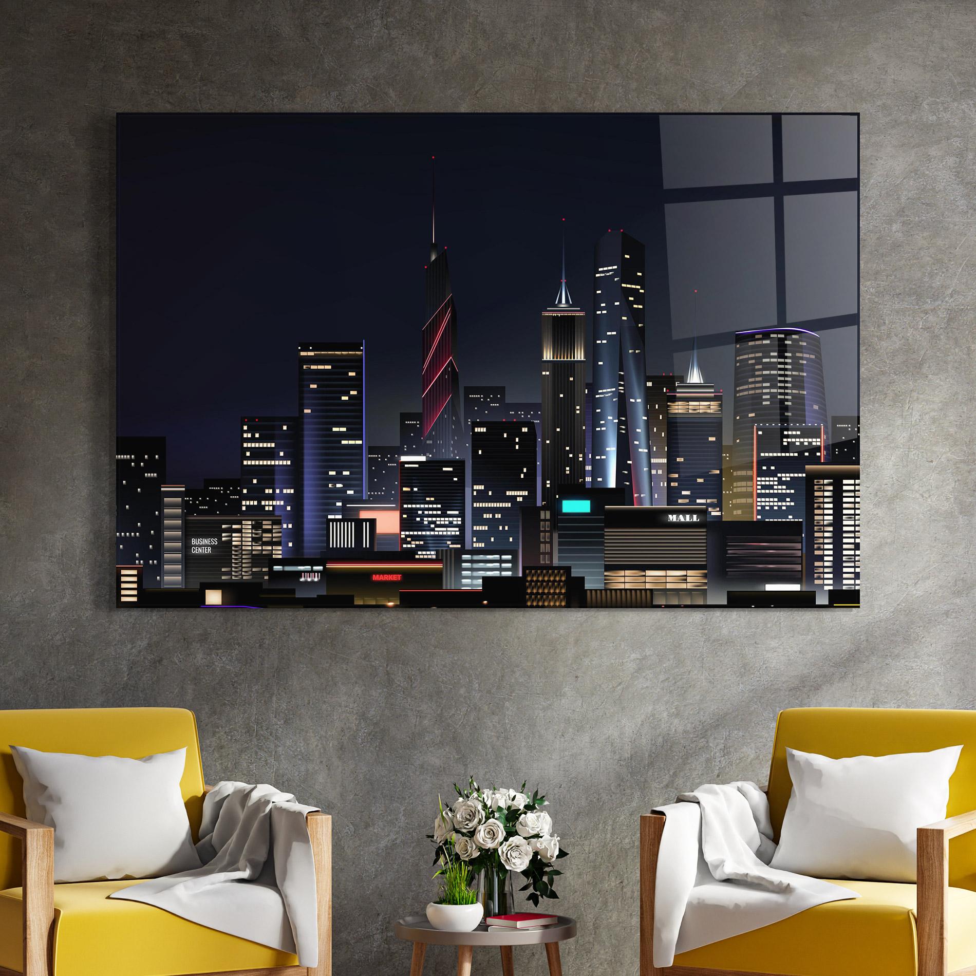 Üvegkép Night City mockup 4