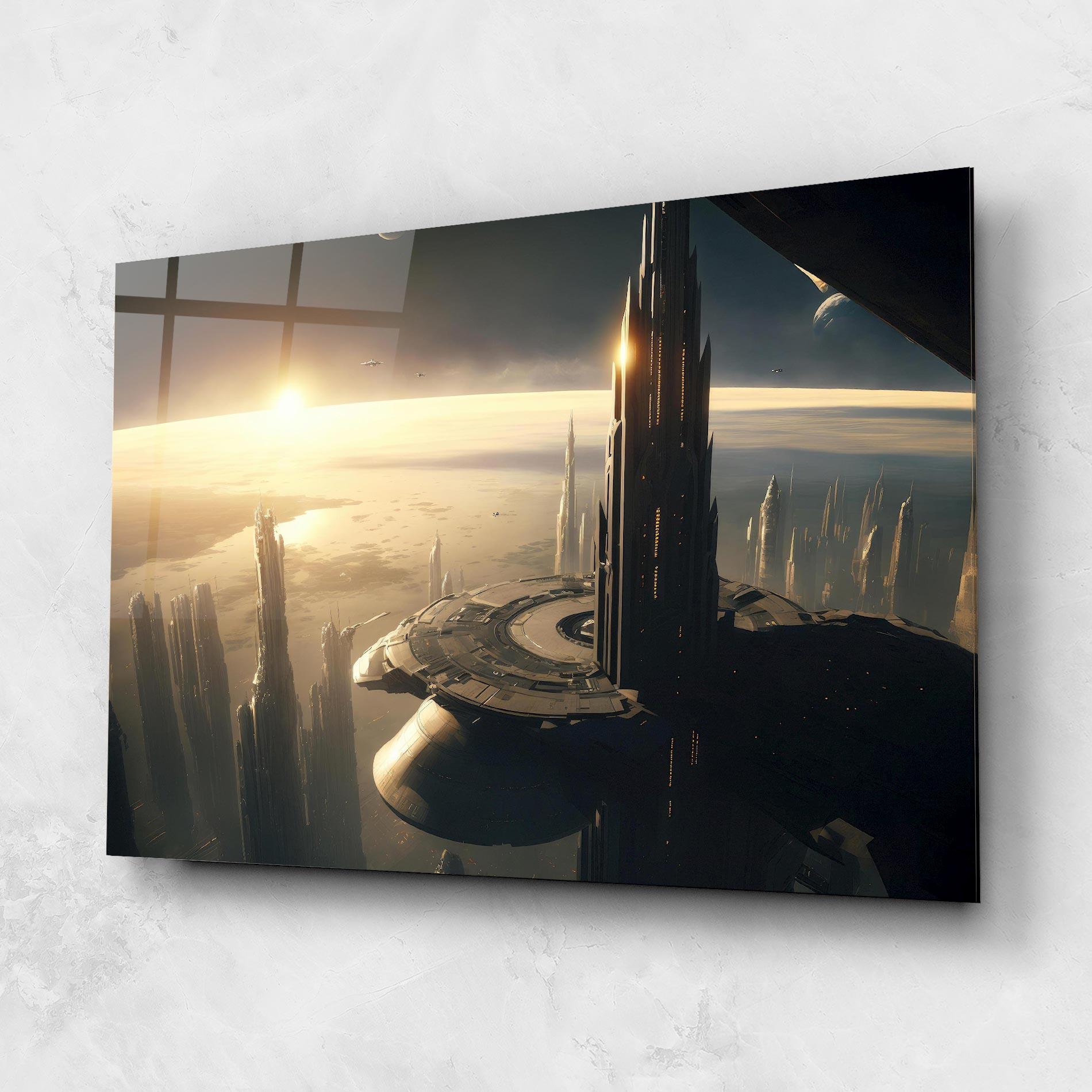 Üvegkép Fantasy Futuristic Cityscape mockup 1