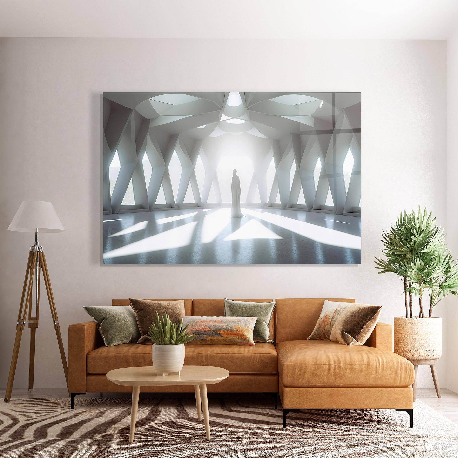 Üvegkép Bright Room Statue mockup 7