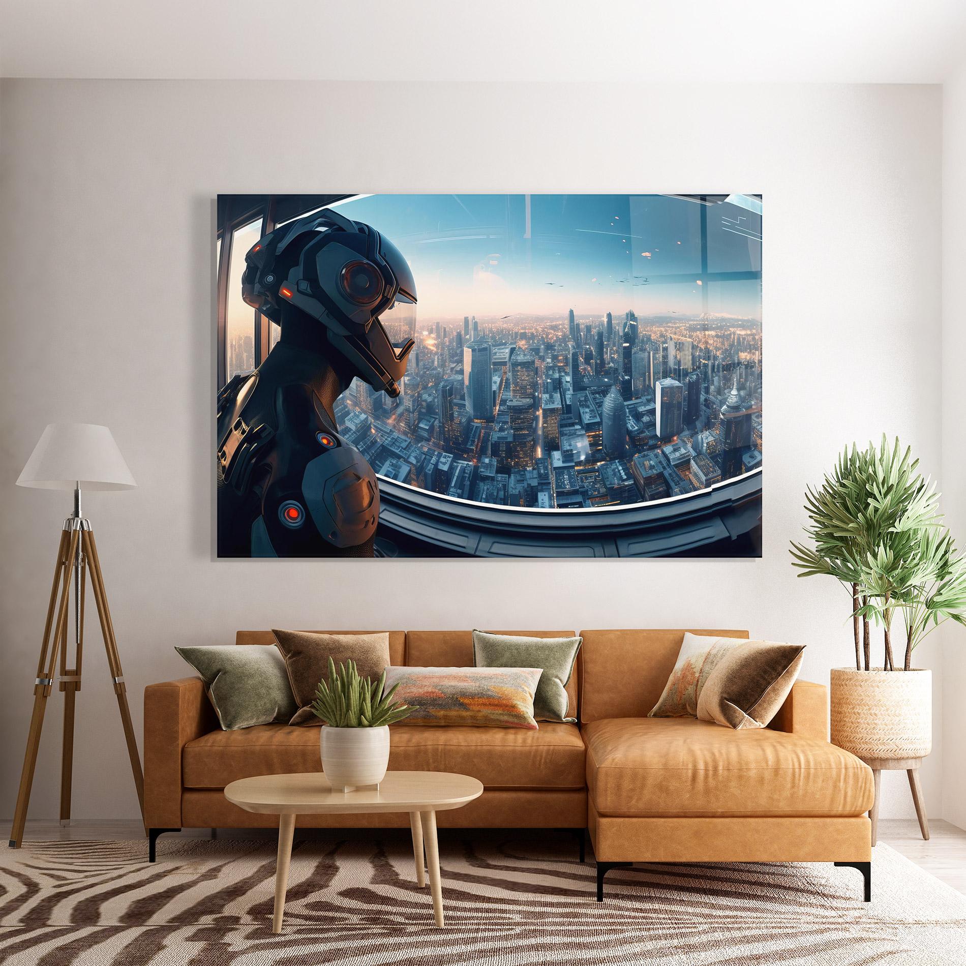 Üvegkép Futuristic Robot mockup 7