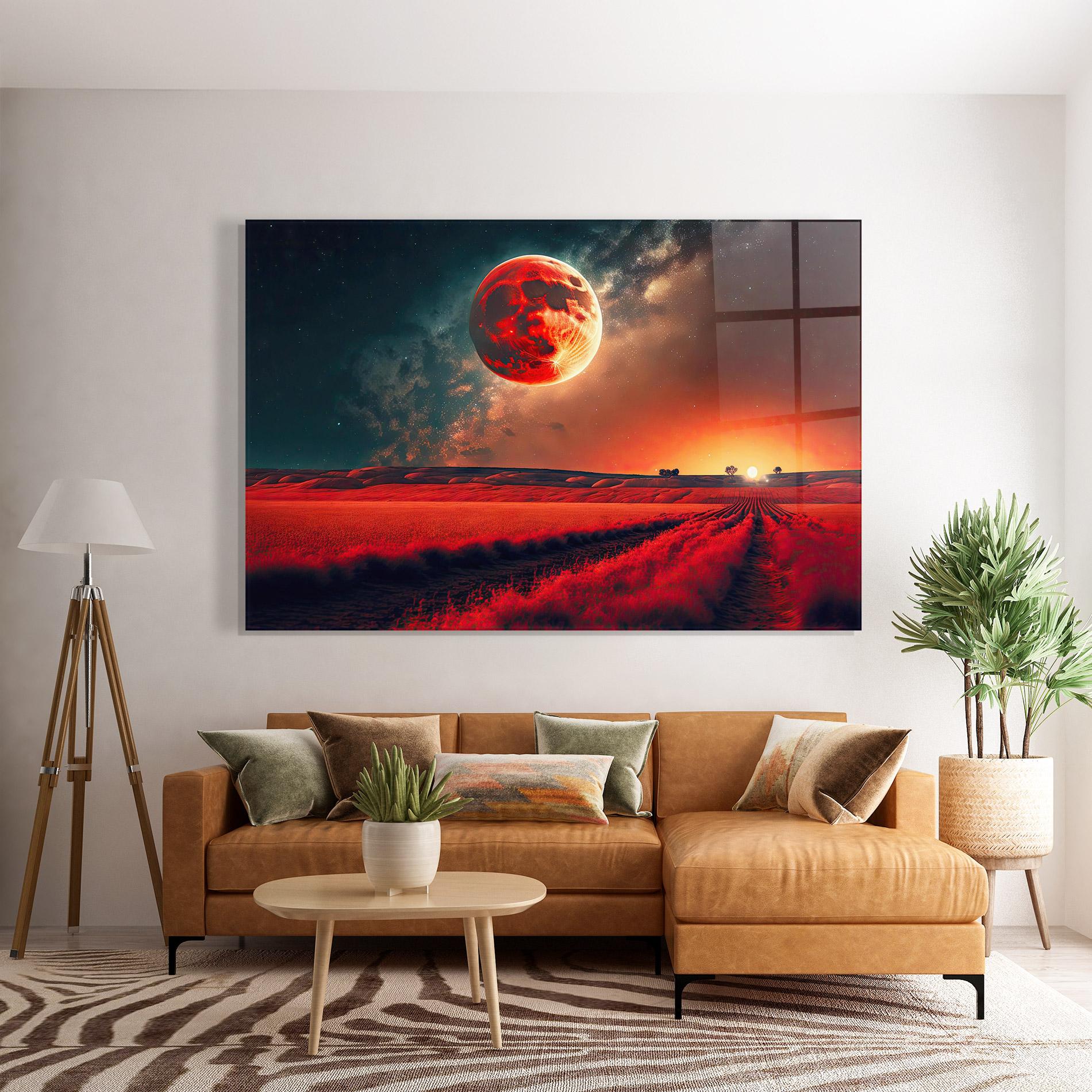 Üvegkép Huge Red Moon mockup 7
