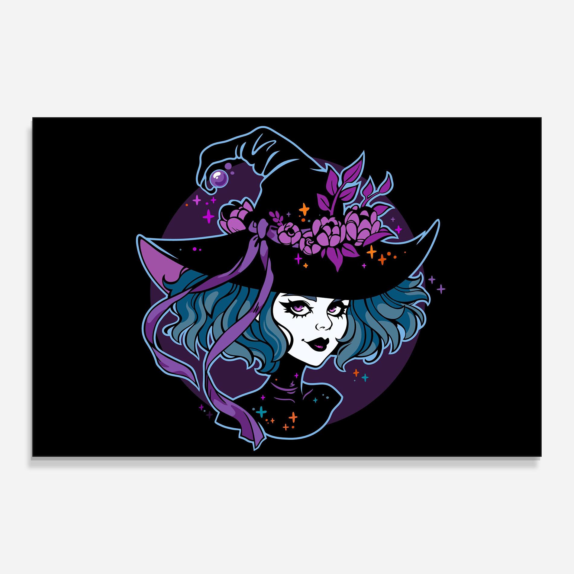 Üvegkép Cute Purple Witch mockup 0
