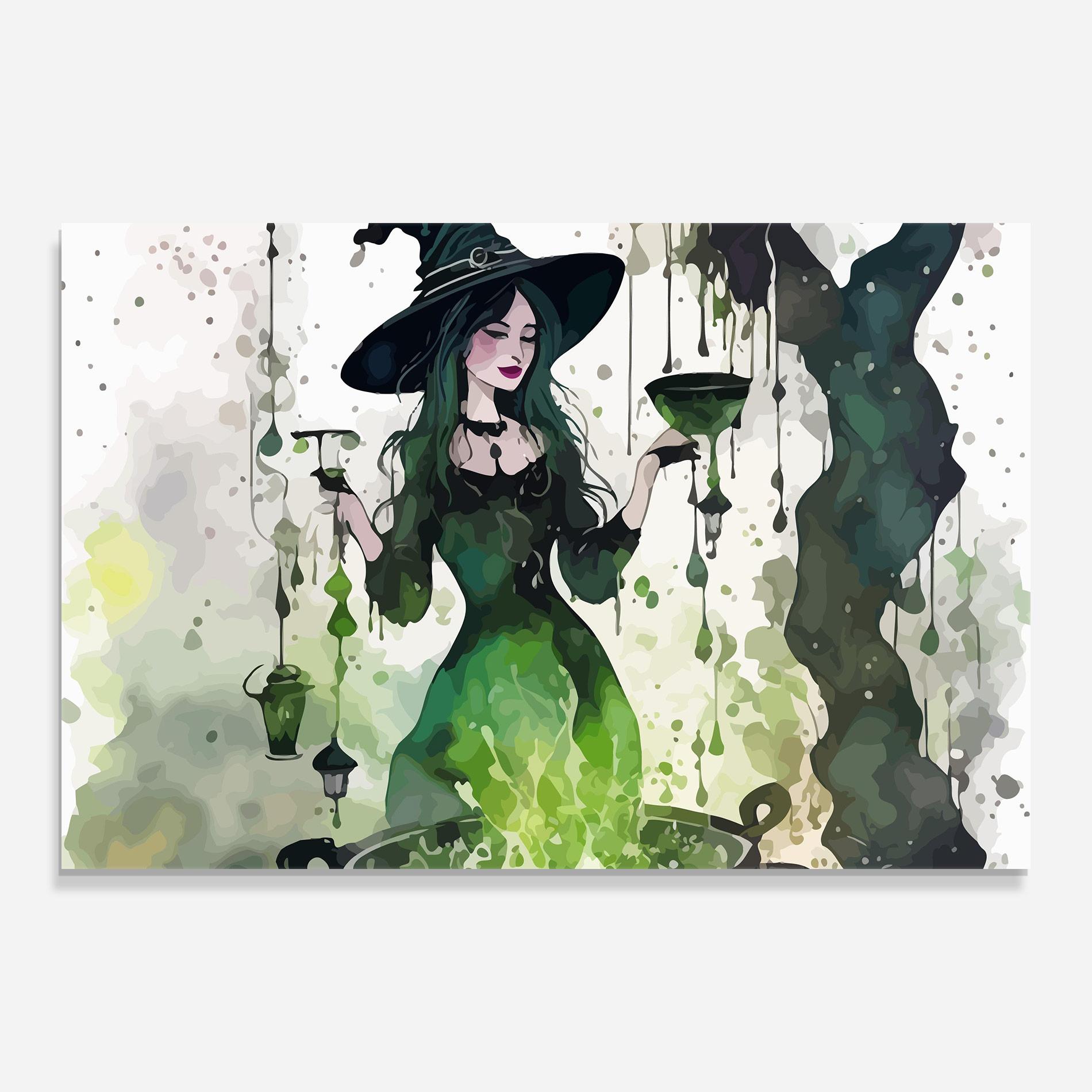 Üvegkép Green Light Witch mockup 0