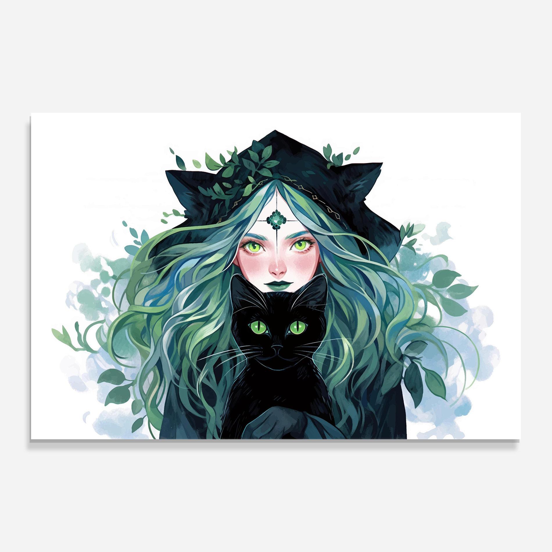 Üvegkép Magic Cat Witch mockup 0