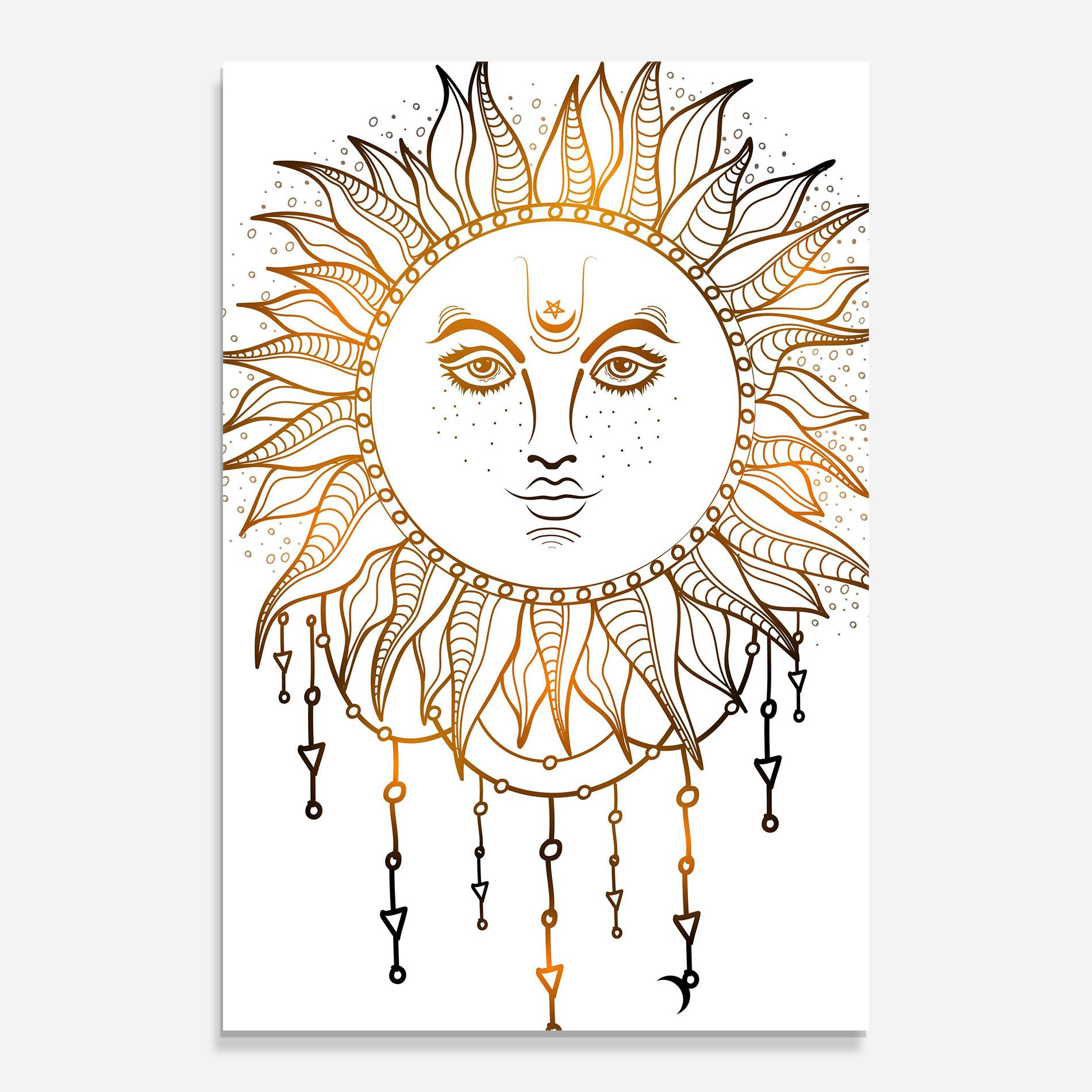 Üvegkép Gold Sun Face mockup 0