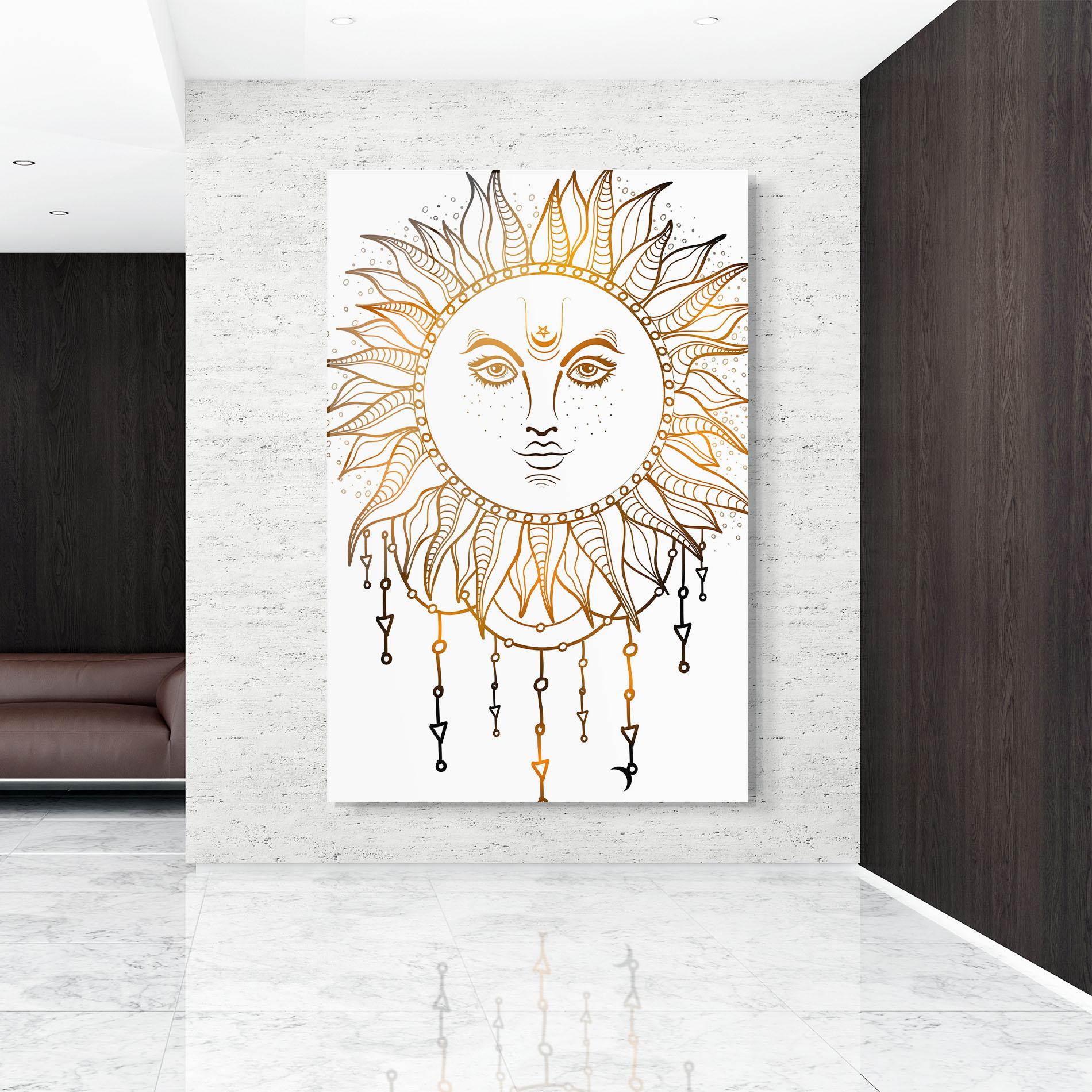 Üvegkép Gold Sun Face mockup 9