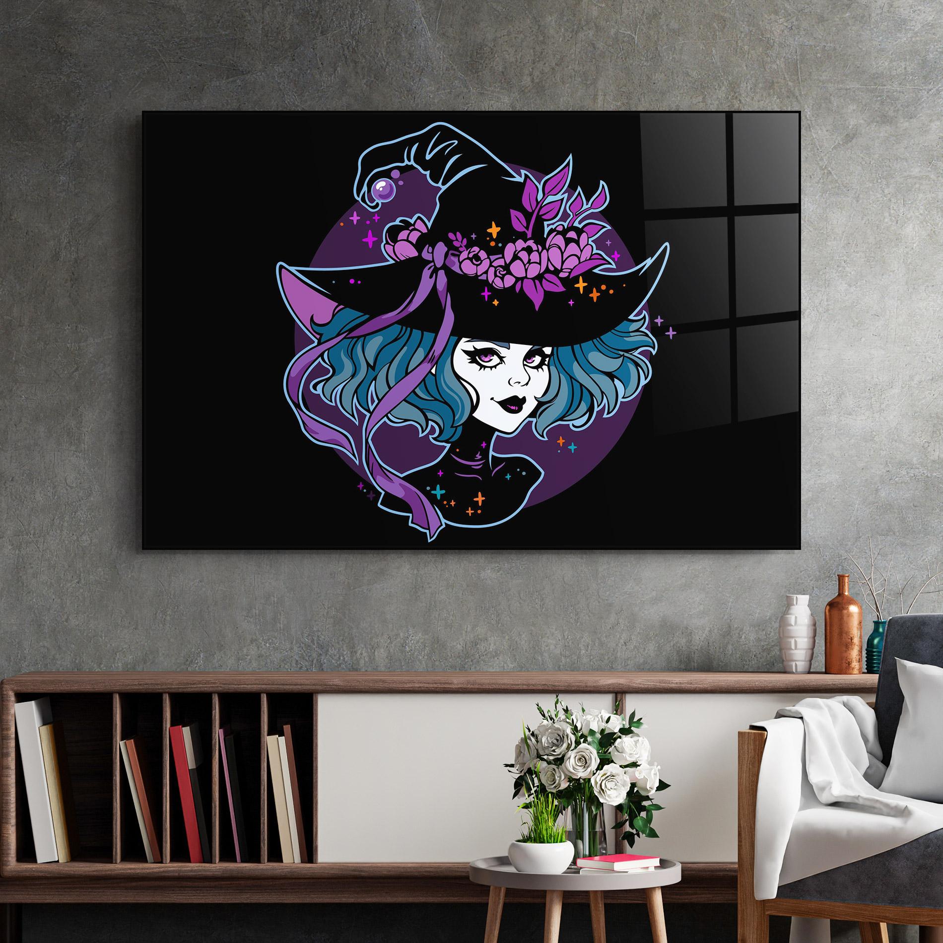 Üvegkép Cute Purple Witch mockup 2