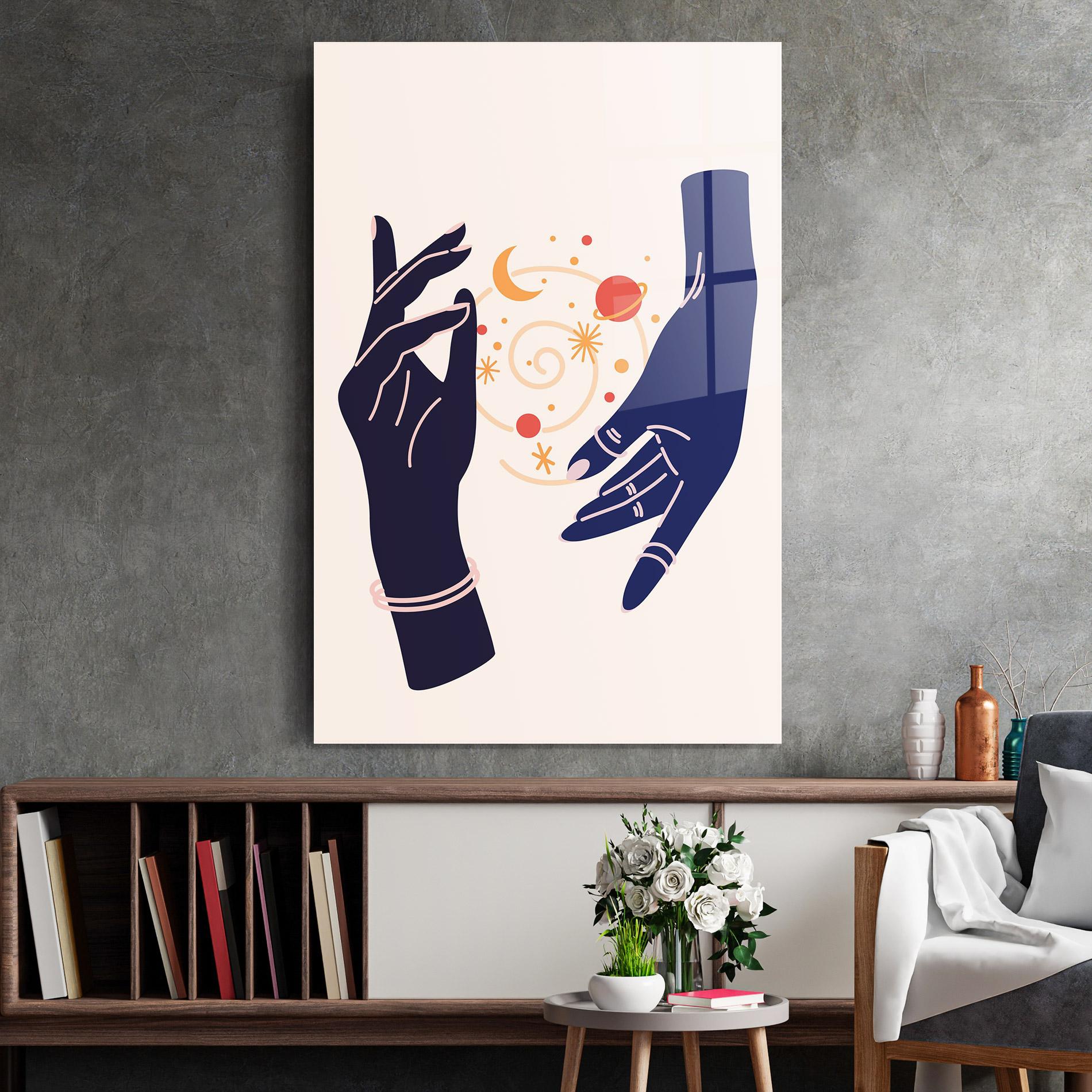 Üvegkép Magic Purple Hands mockup 2