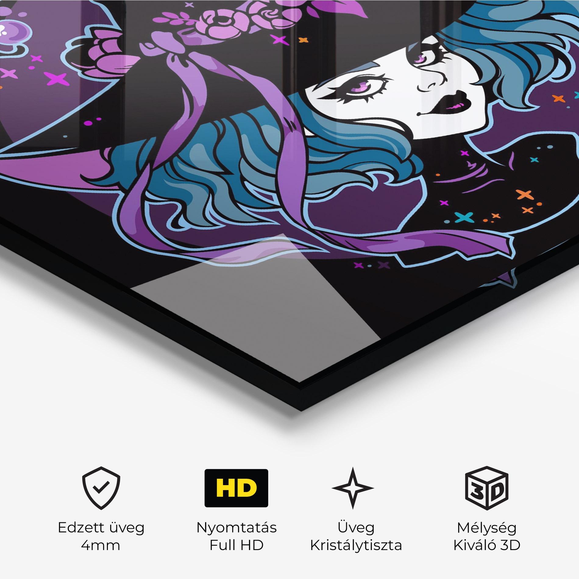 Üvegkép Cute Purple Witch mockup 3
