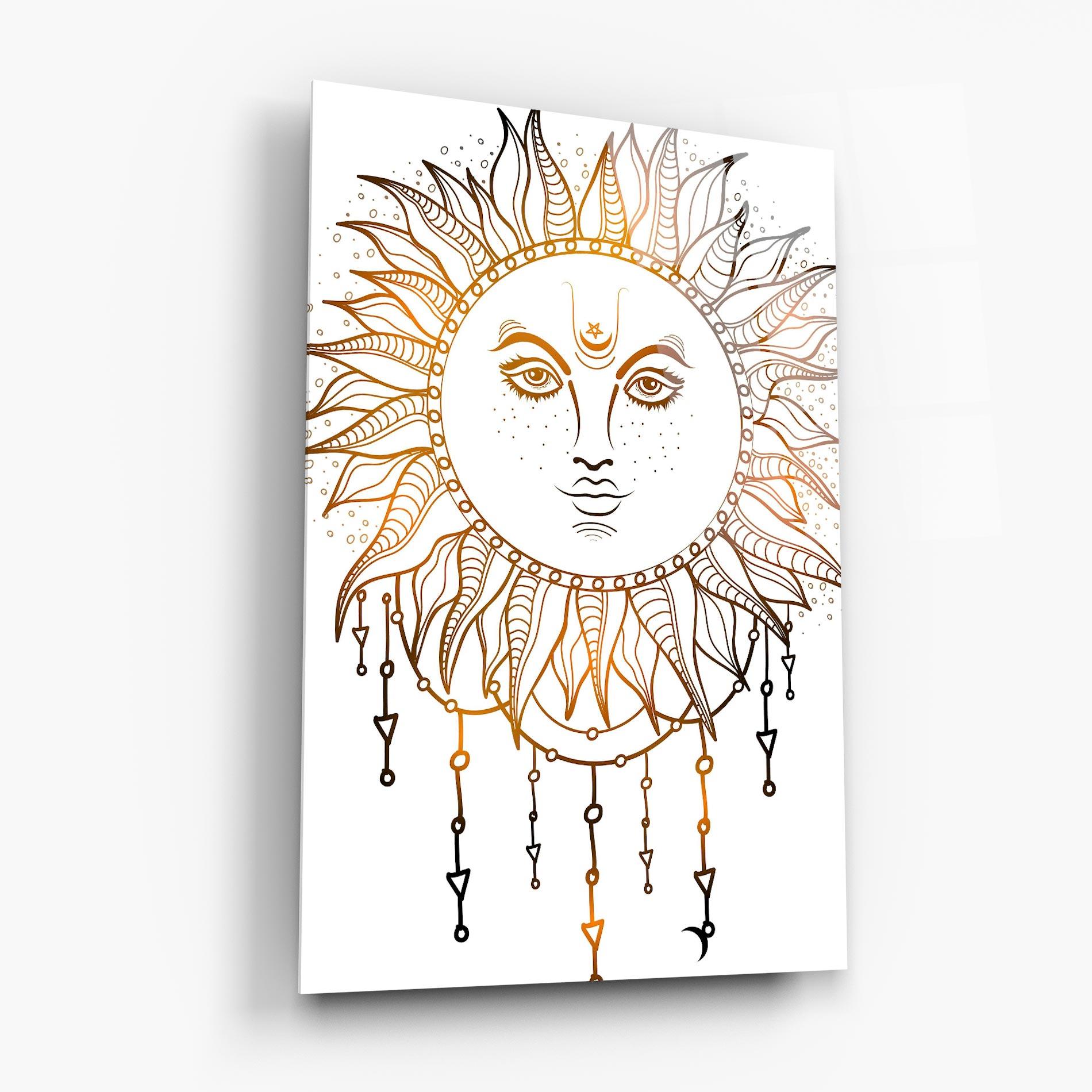 Üvegkép Gold Sun Face mockup 6