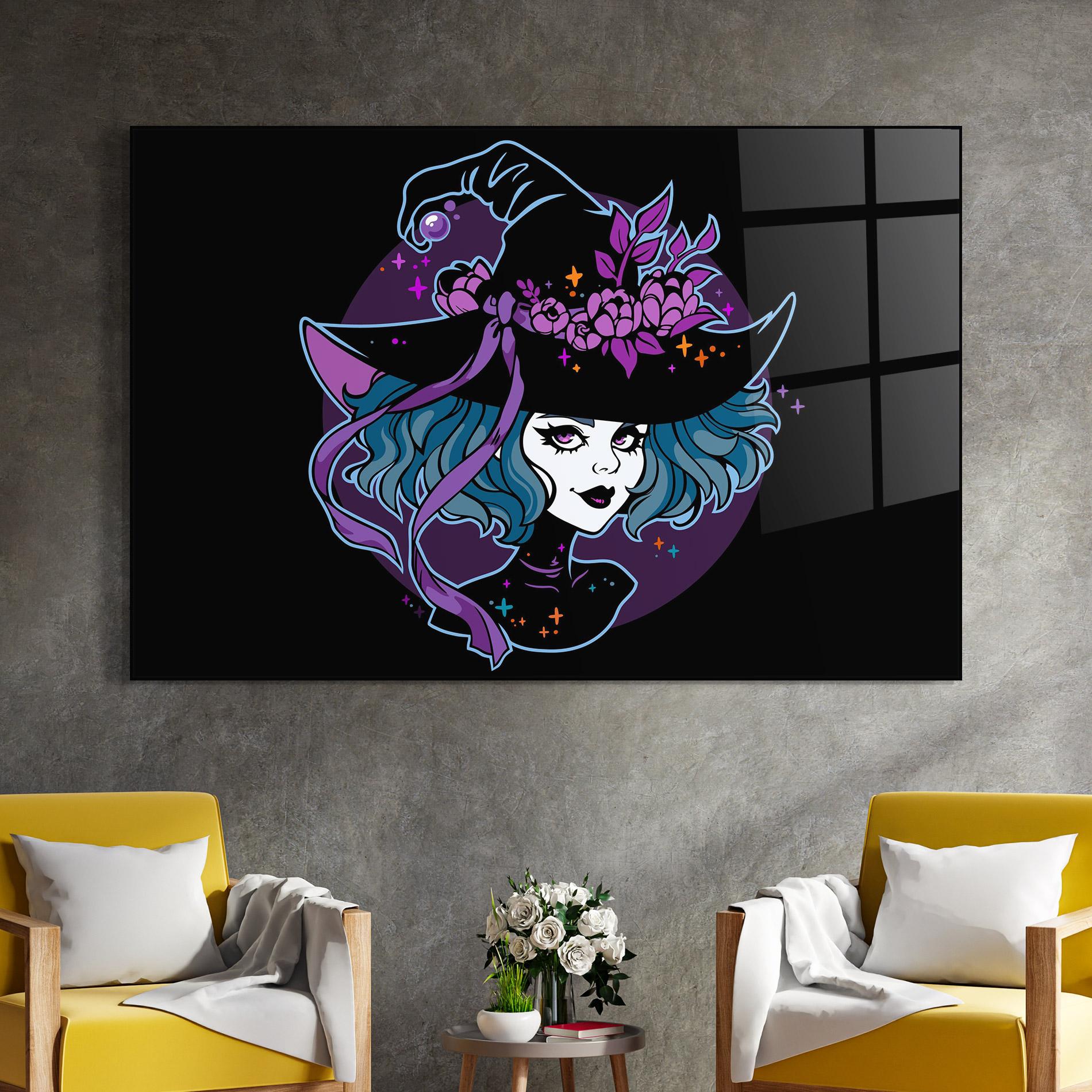 Üvegkép Cute Purple Witch mockup 4